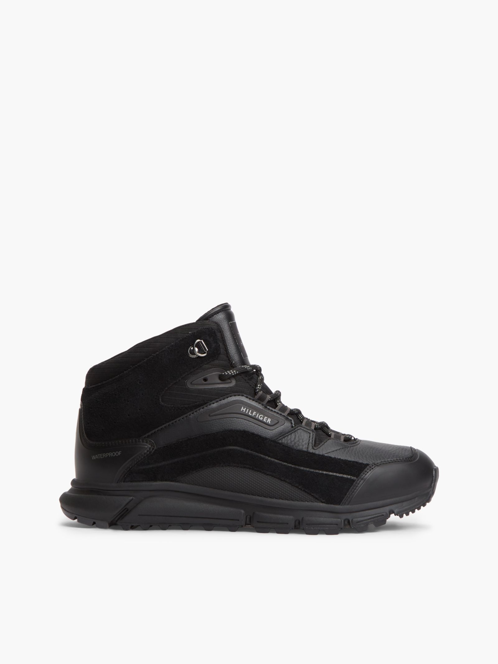 Tommy Hilfiger Waterdichte leren chukka high top sneaker in zwart
