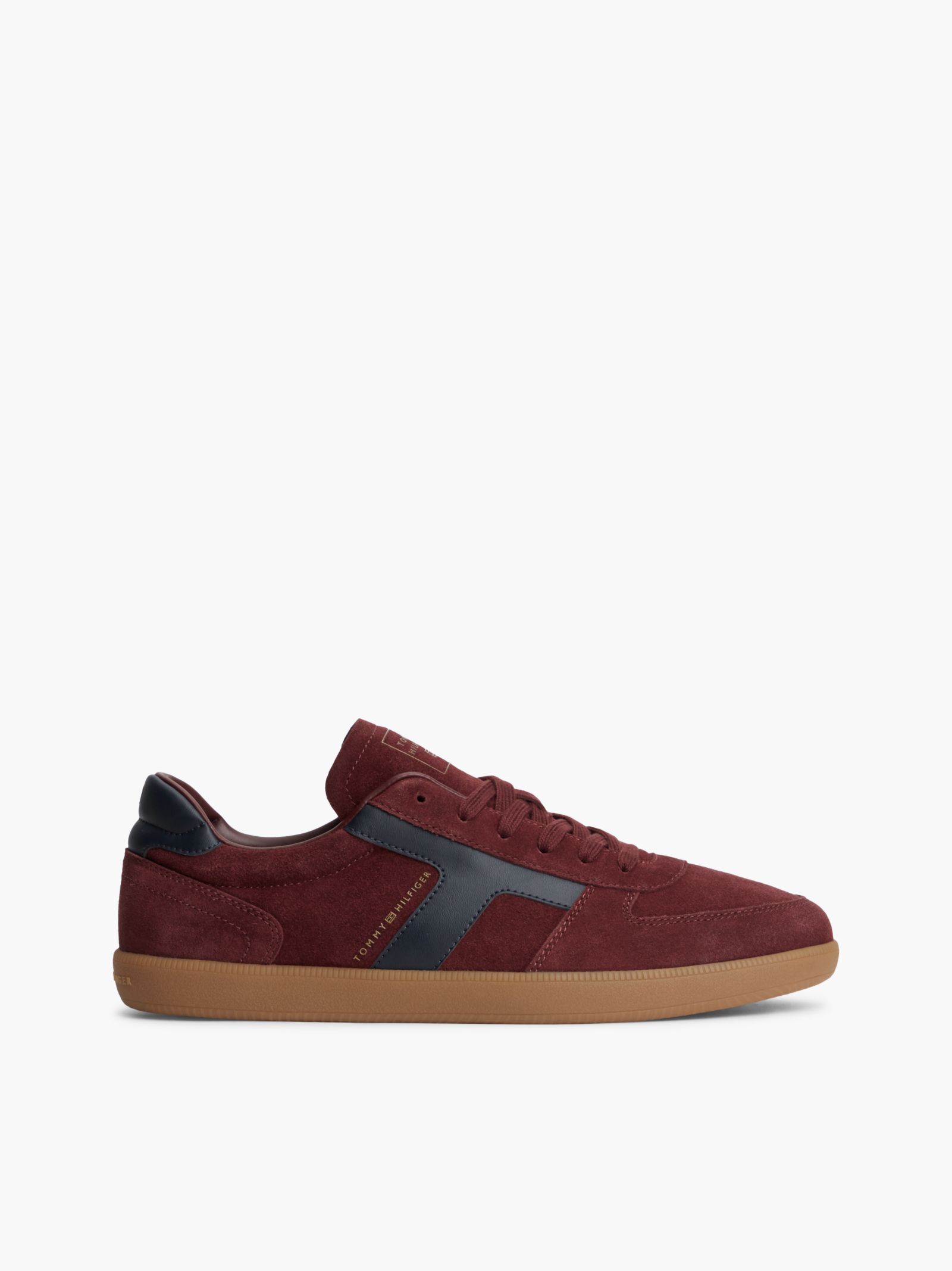 Tommy Hilfiger TH Tribeca suède sneaker met gemengde texturen in rood