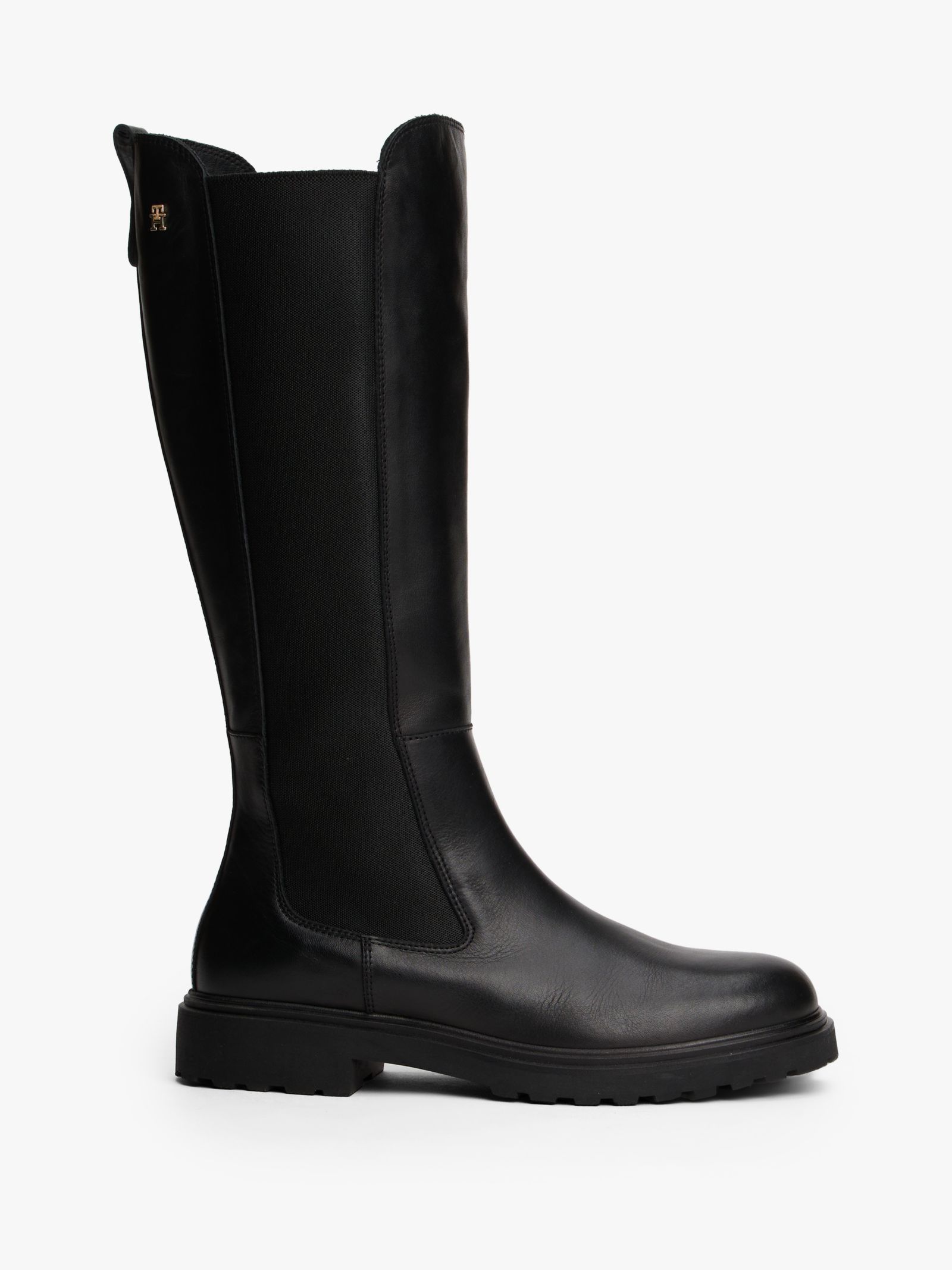 Tommy Hilfiger Leren overknee chelsea boot met profielzool