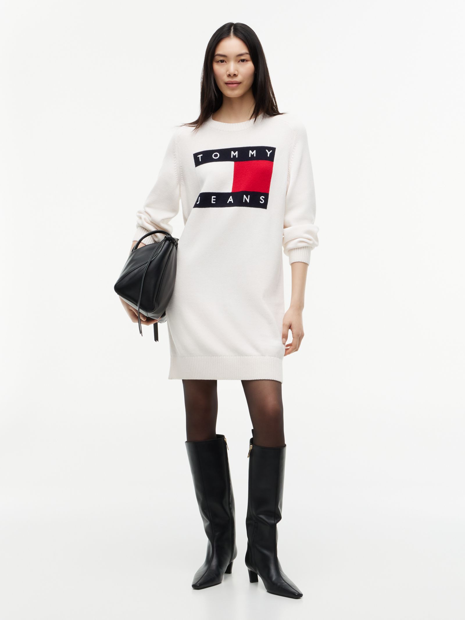Tommy Jeans Oversized Mini trui jurk met wol in wit