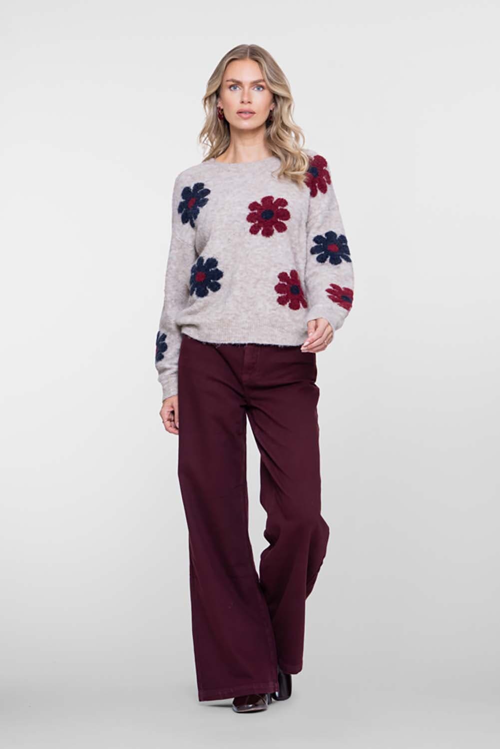 Geisha Jeans Wide Bordeaux Rood dames
