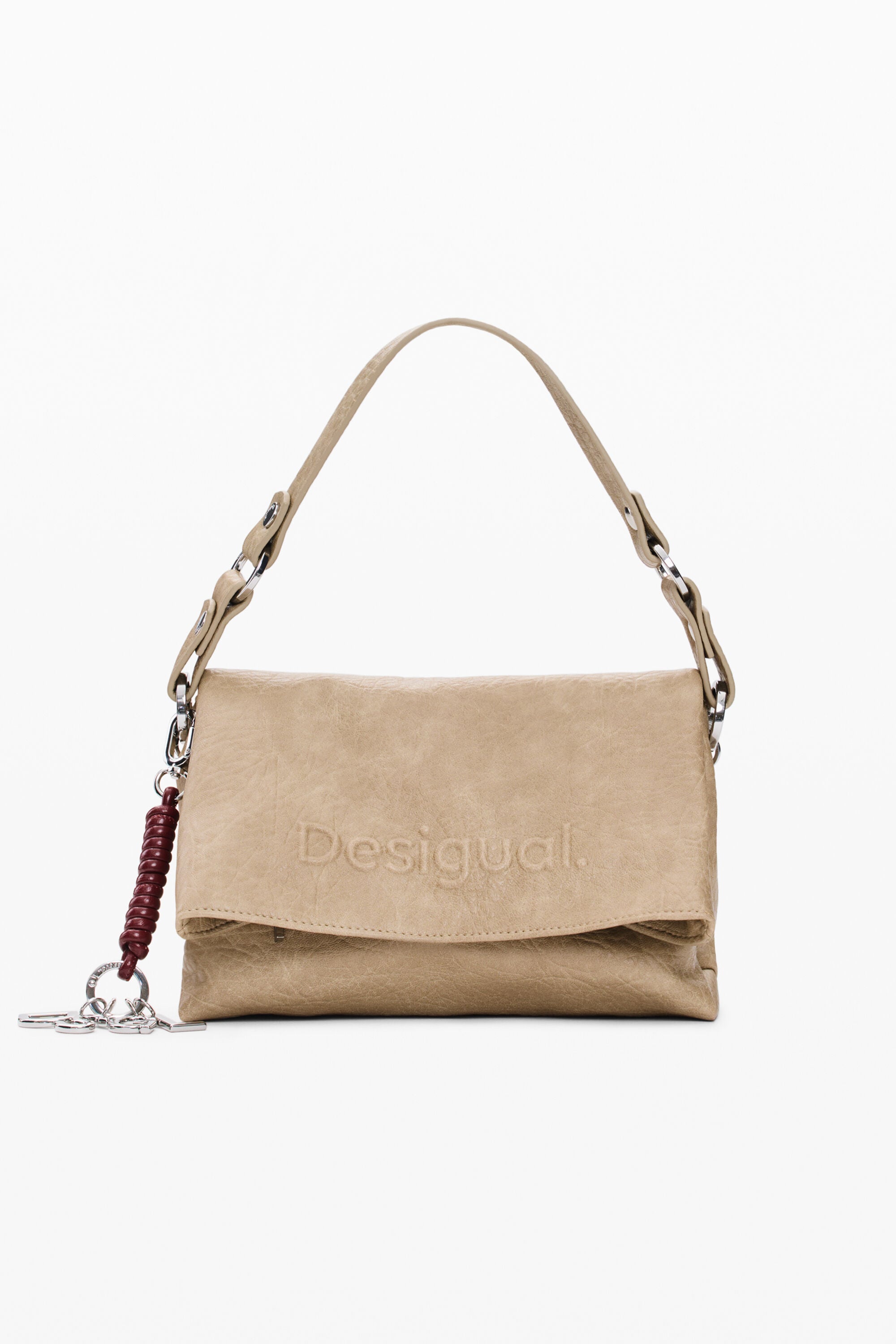 Desigual Middentas met leerlook in beige
