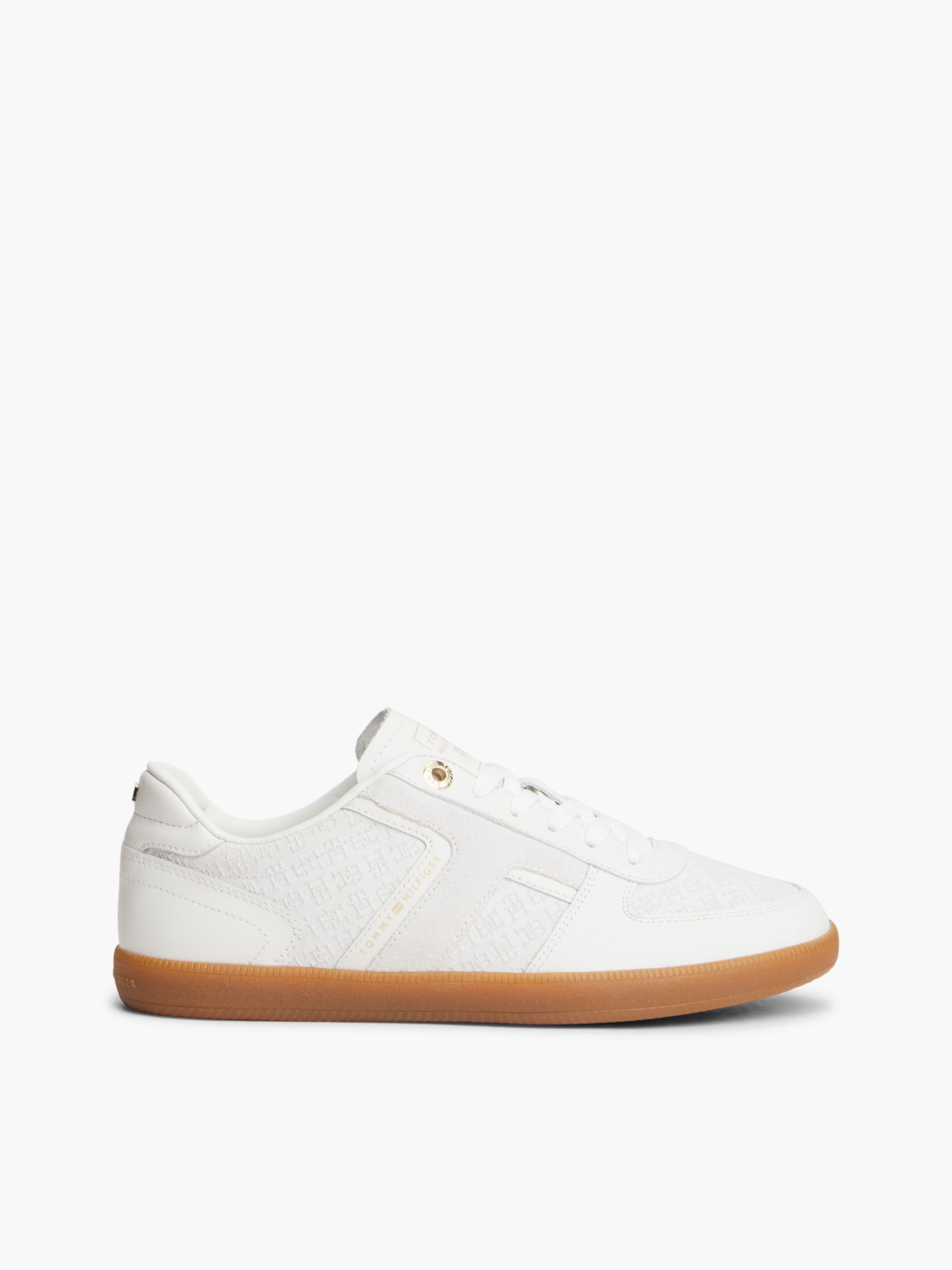Tommy Hilfiger TH Tribeca leren sneaker met monogramreliëf in wit