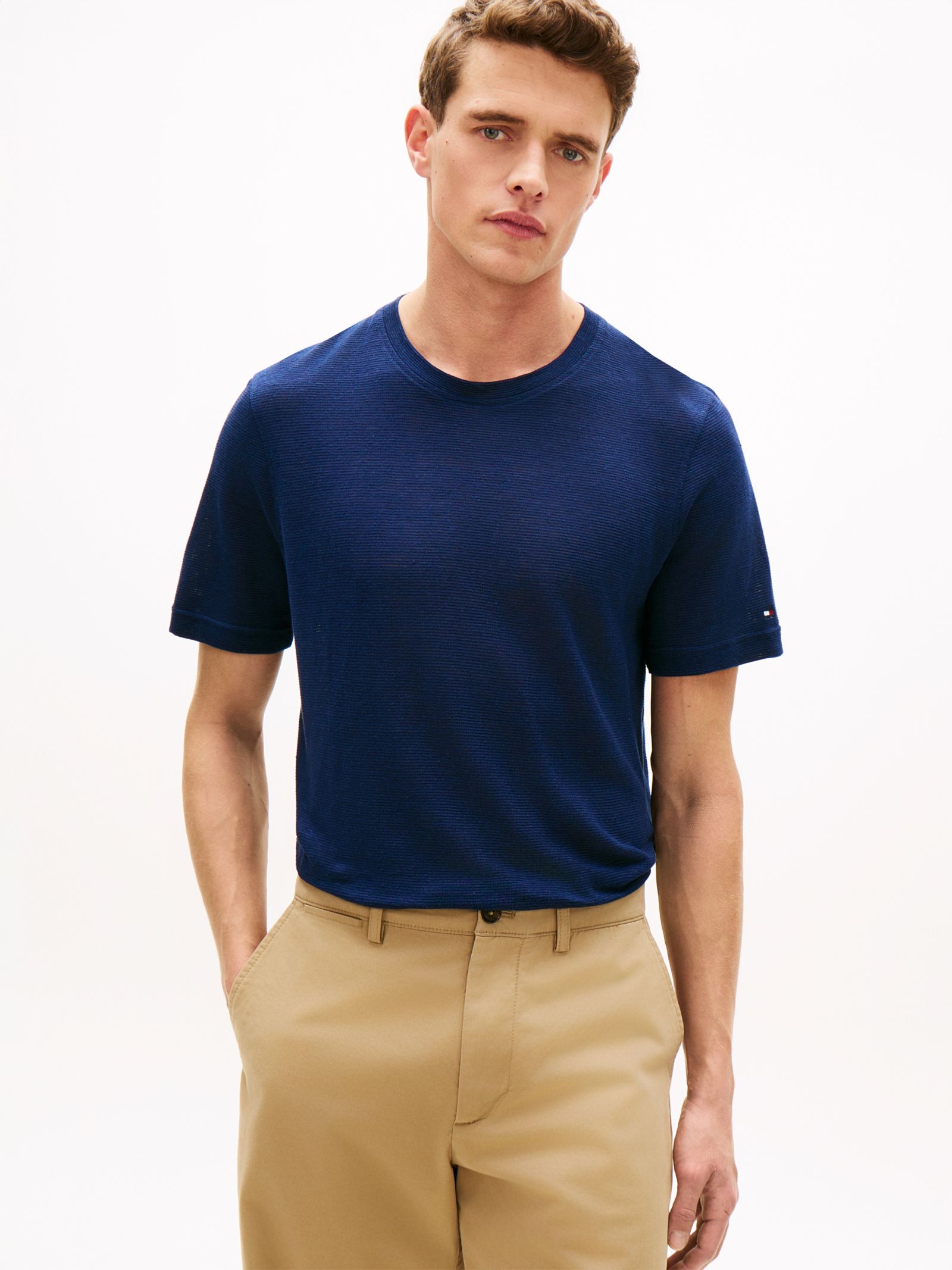 Tommy Hilfiger New York Label T-shirt van linnenmix in marine