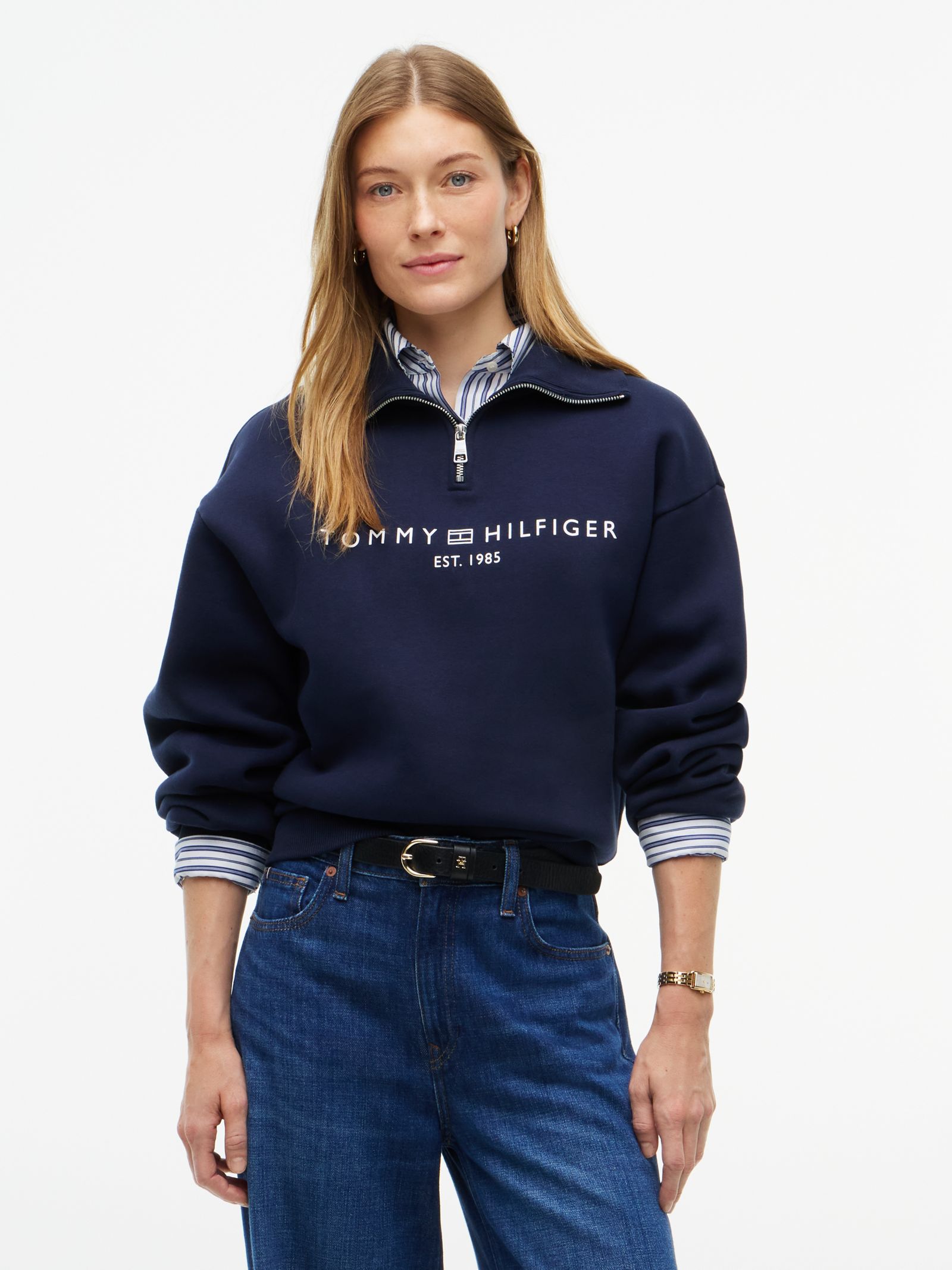 Tommy Hilfiger Relaxed Fleece Sweatshirt met 1 4 Rits