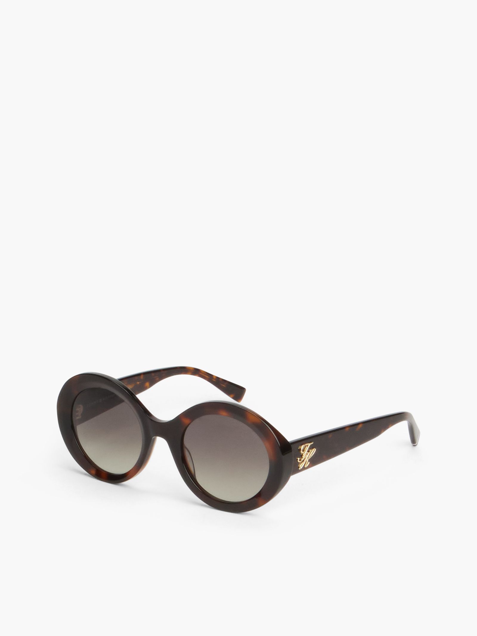 Tommy Hilfiger ronde zonnebril met logo in bruin