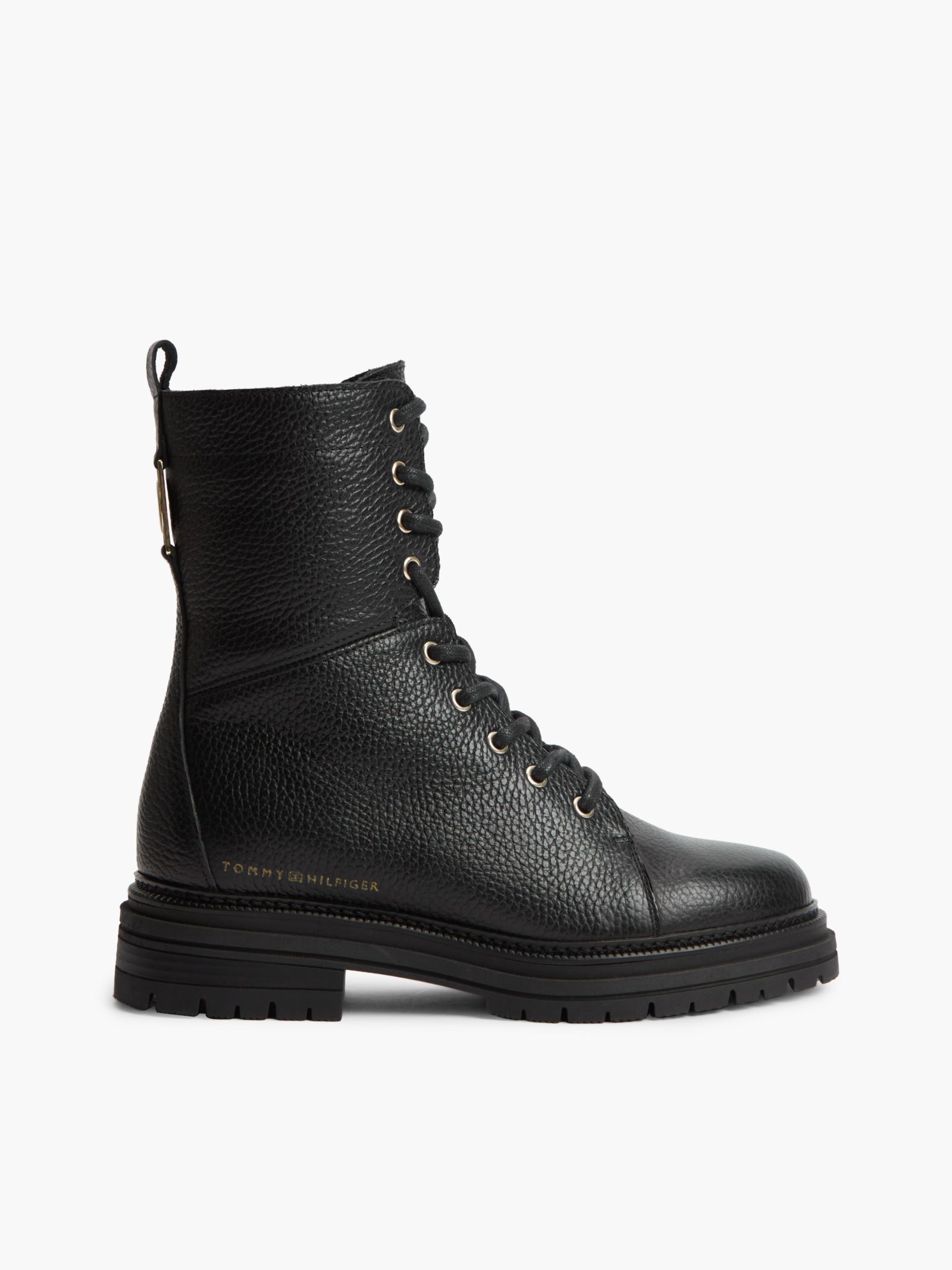 Tommy Hilfiger Veterlaars van gegranuleerd leer met profielzool