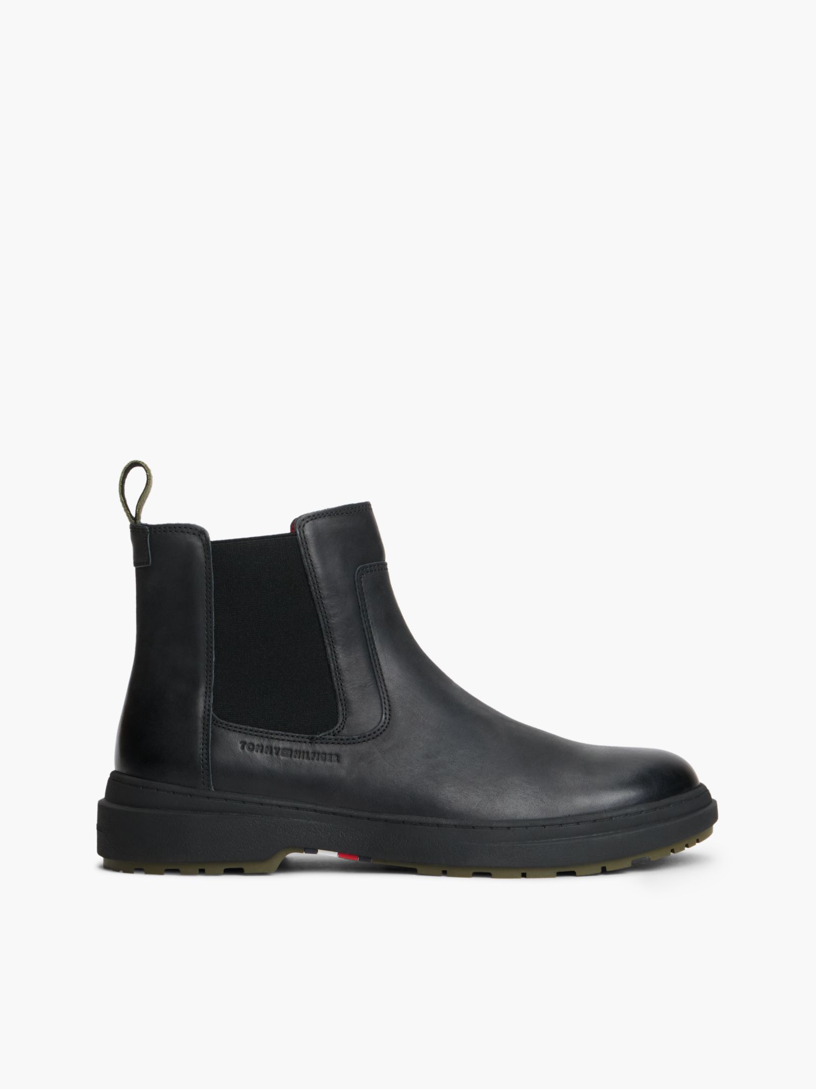 Tommy Hilfiger Outdoor Leren Chelsea Boot met warme voering in zwart