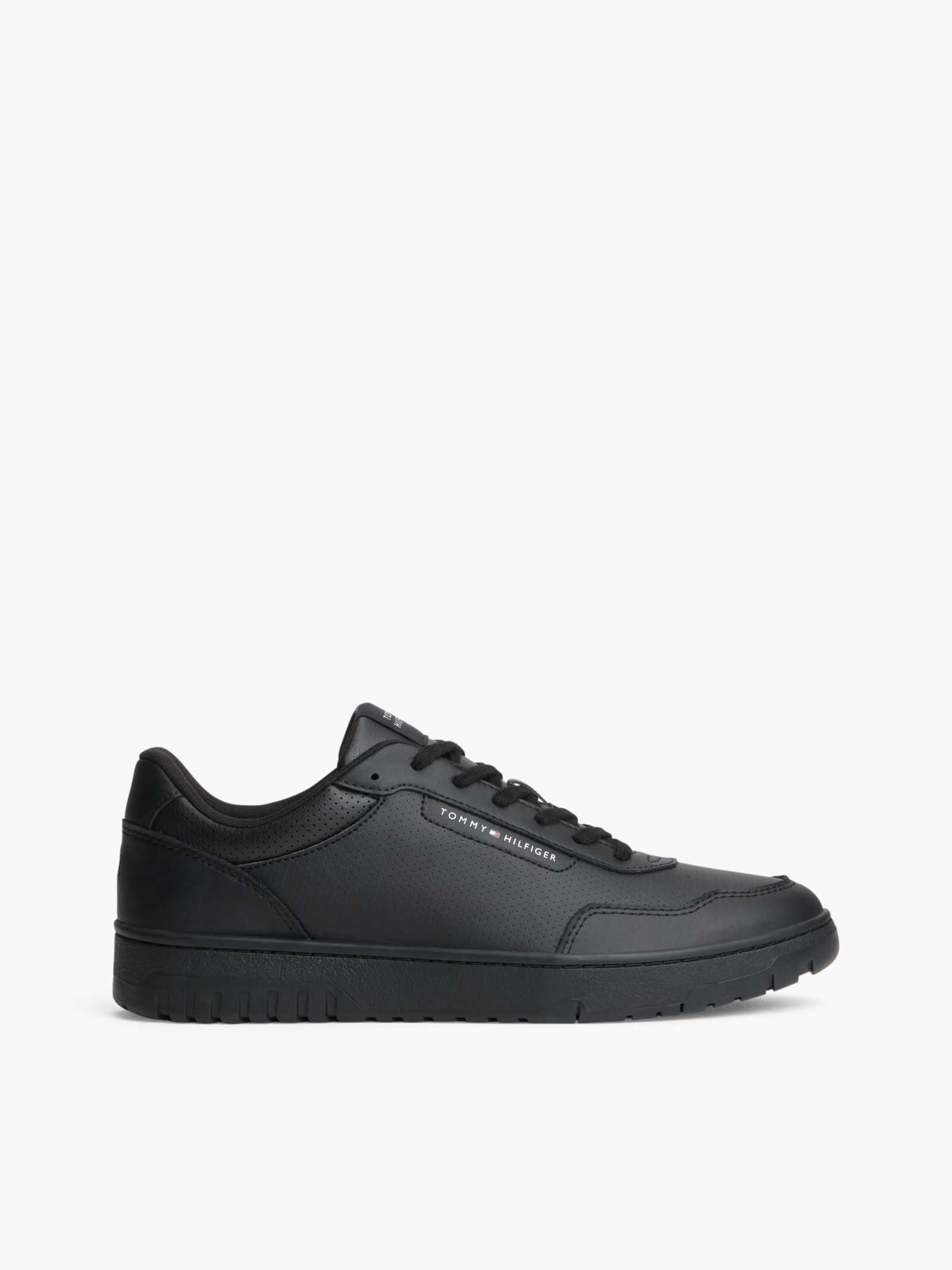 Tommy Hilfiger Retro Basketbalsneaker met logo en leer in zwart