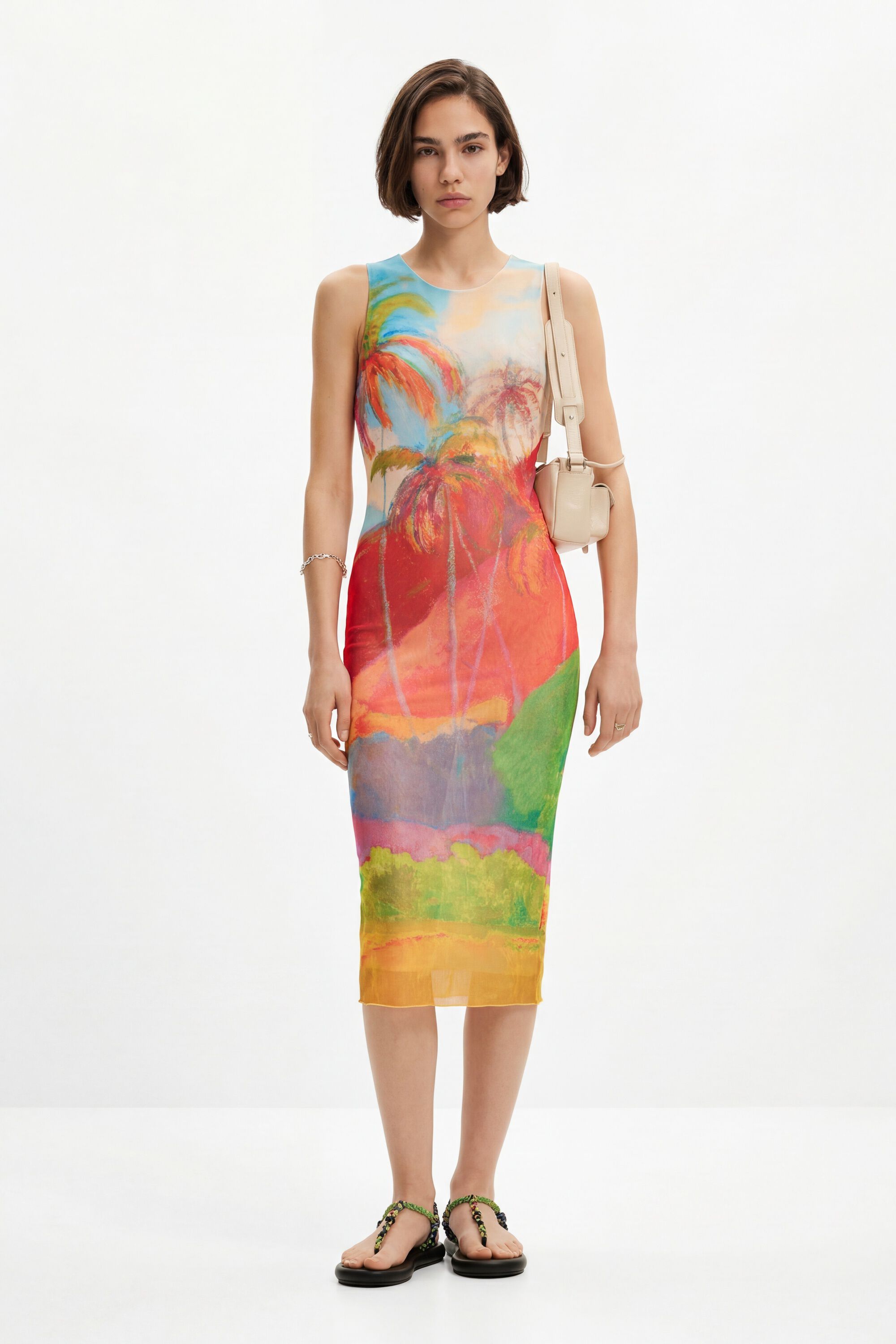 Desigual Veelkleurige tropische midi-jurk