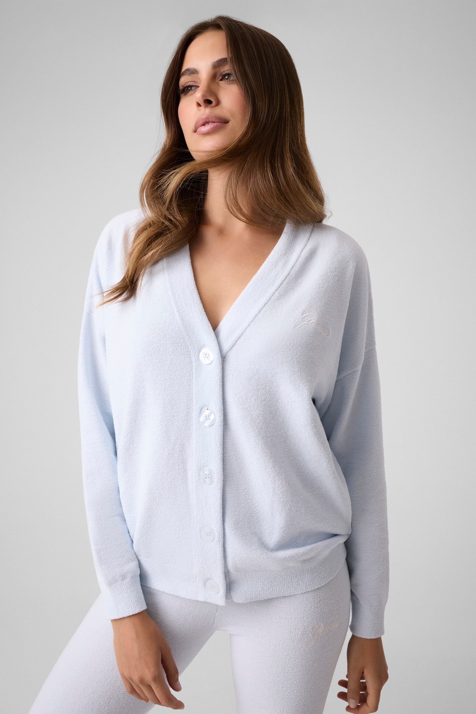 Guess Aria Gebreid Vest in wit
