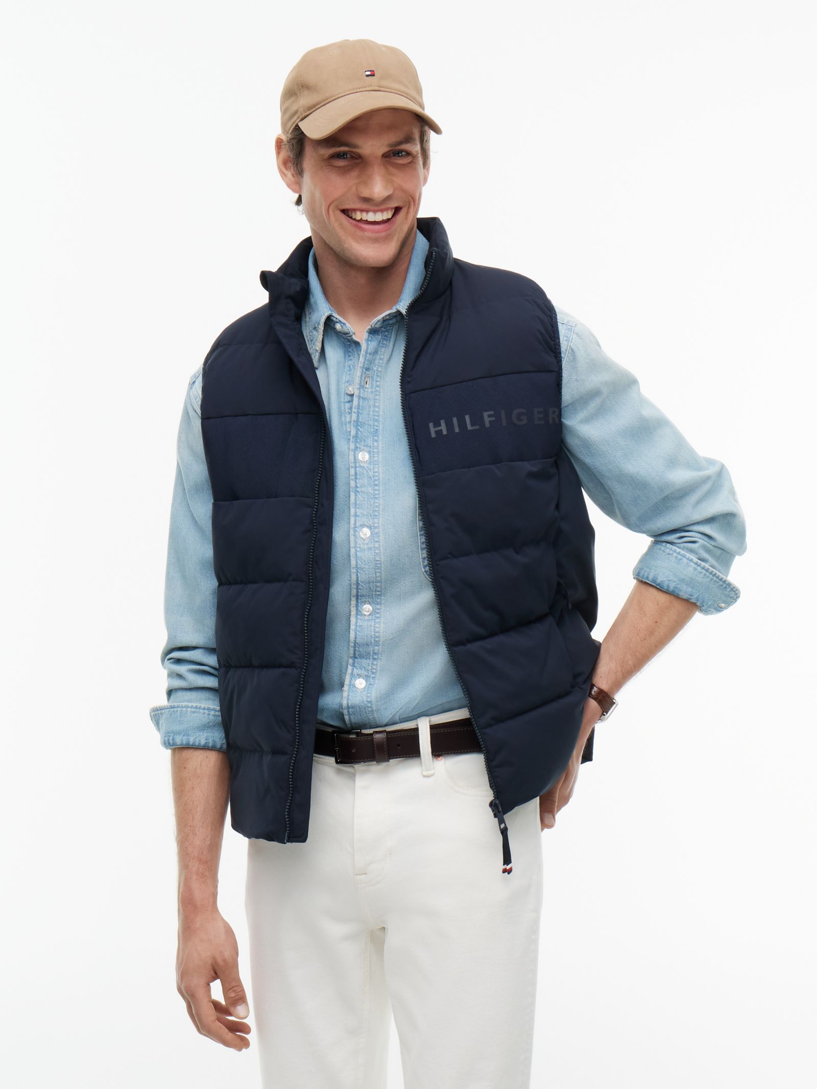 Tommy Hilfiger quilted bodywarmer met tonaal logo in marine