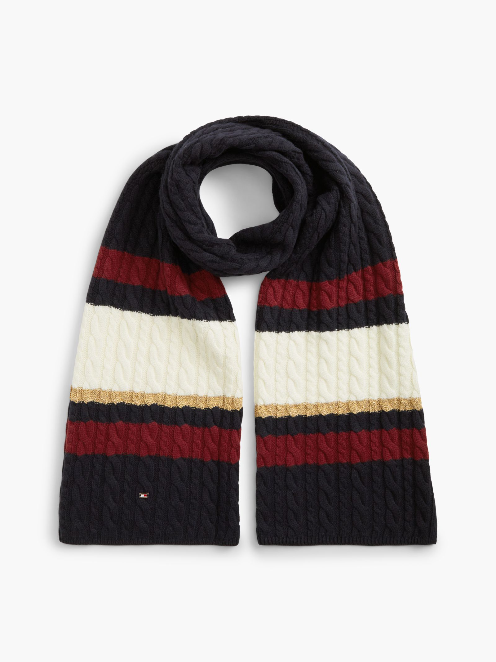 Tommy Hilfiger Kabelgebreide sjaal met vlag en alpaca
