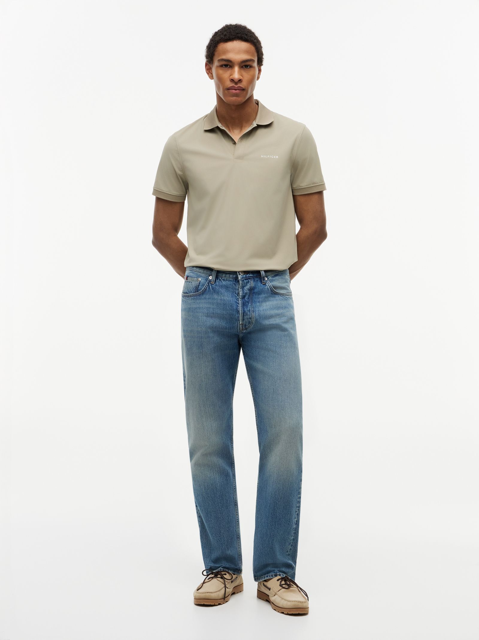 Tommy Hilfiger River Relaxed Straight Jeans met Whiskers in blauw