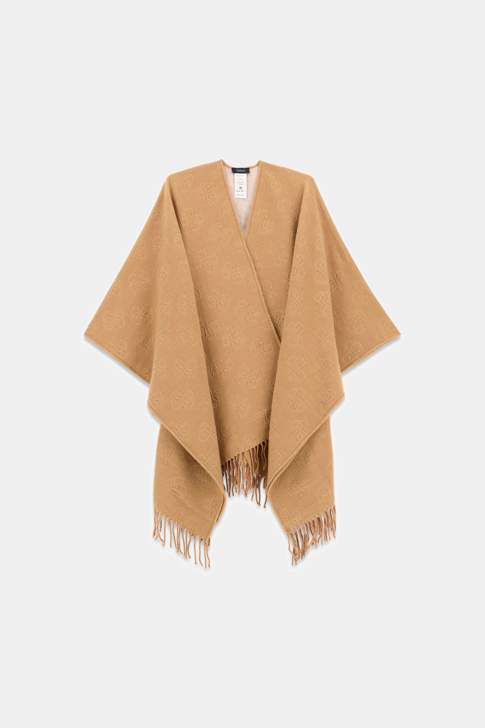 Guess Poncho Van Een Viscosemix in beige
