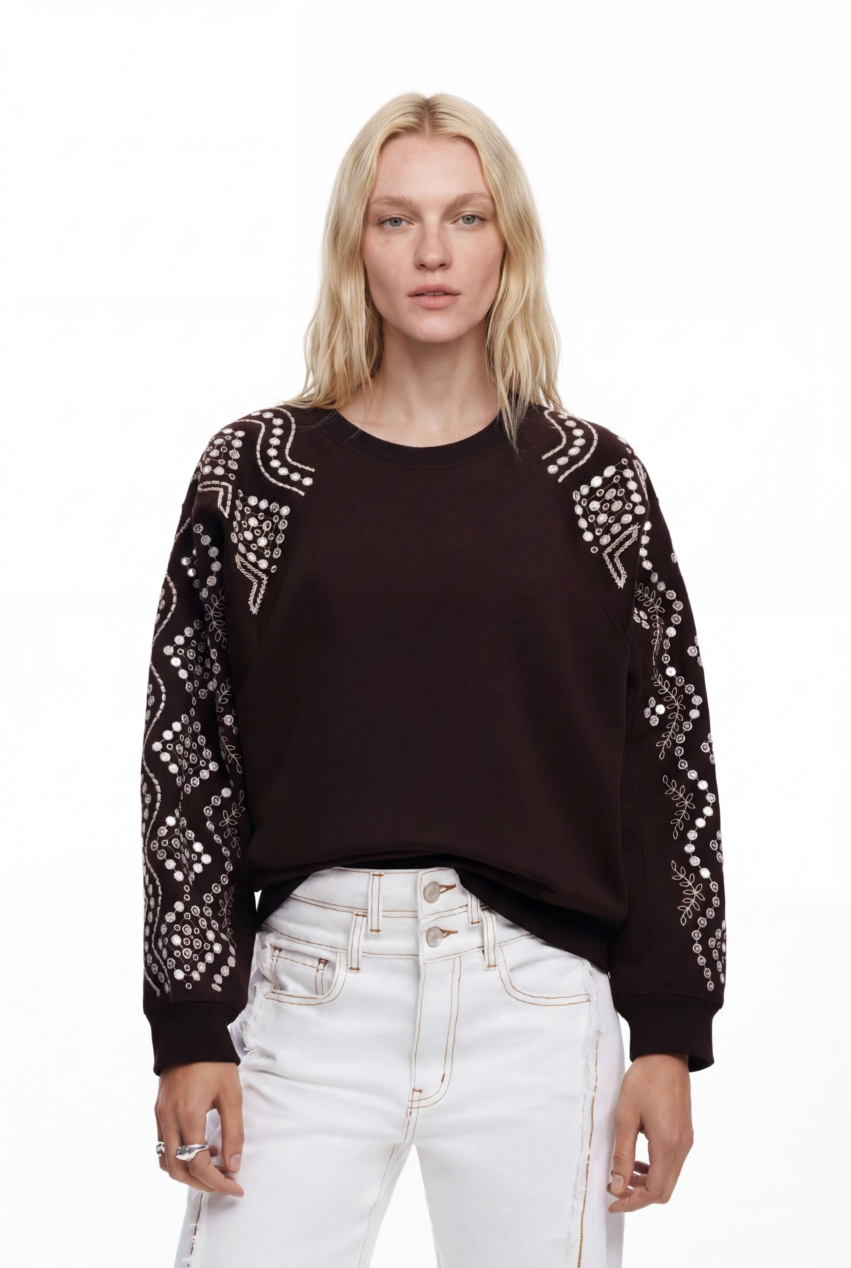 Desigual Sweatshirt met studs op de mouwen