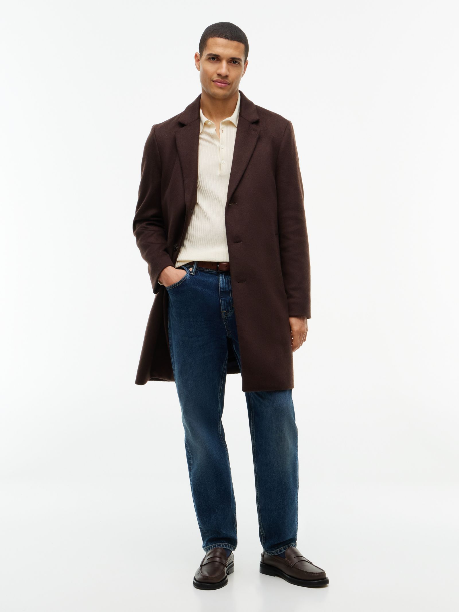 Tommy Hilfiger New York Label wolmix jas in bruin