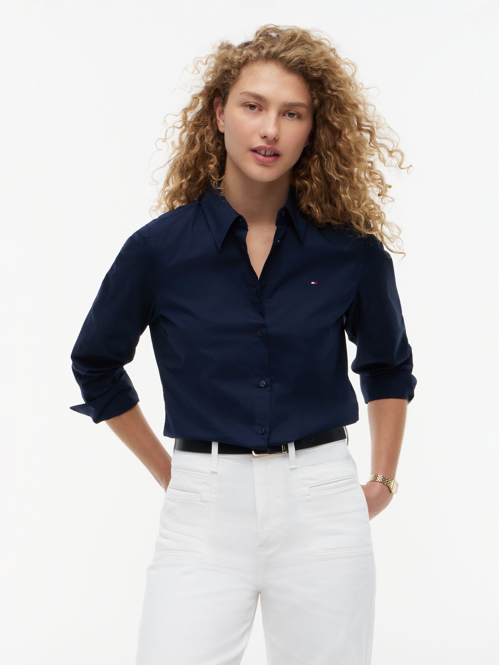 Tommy Hilfiger Regular Fit overhemd met geborduurde vlag in marine