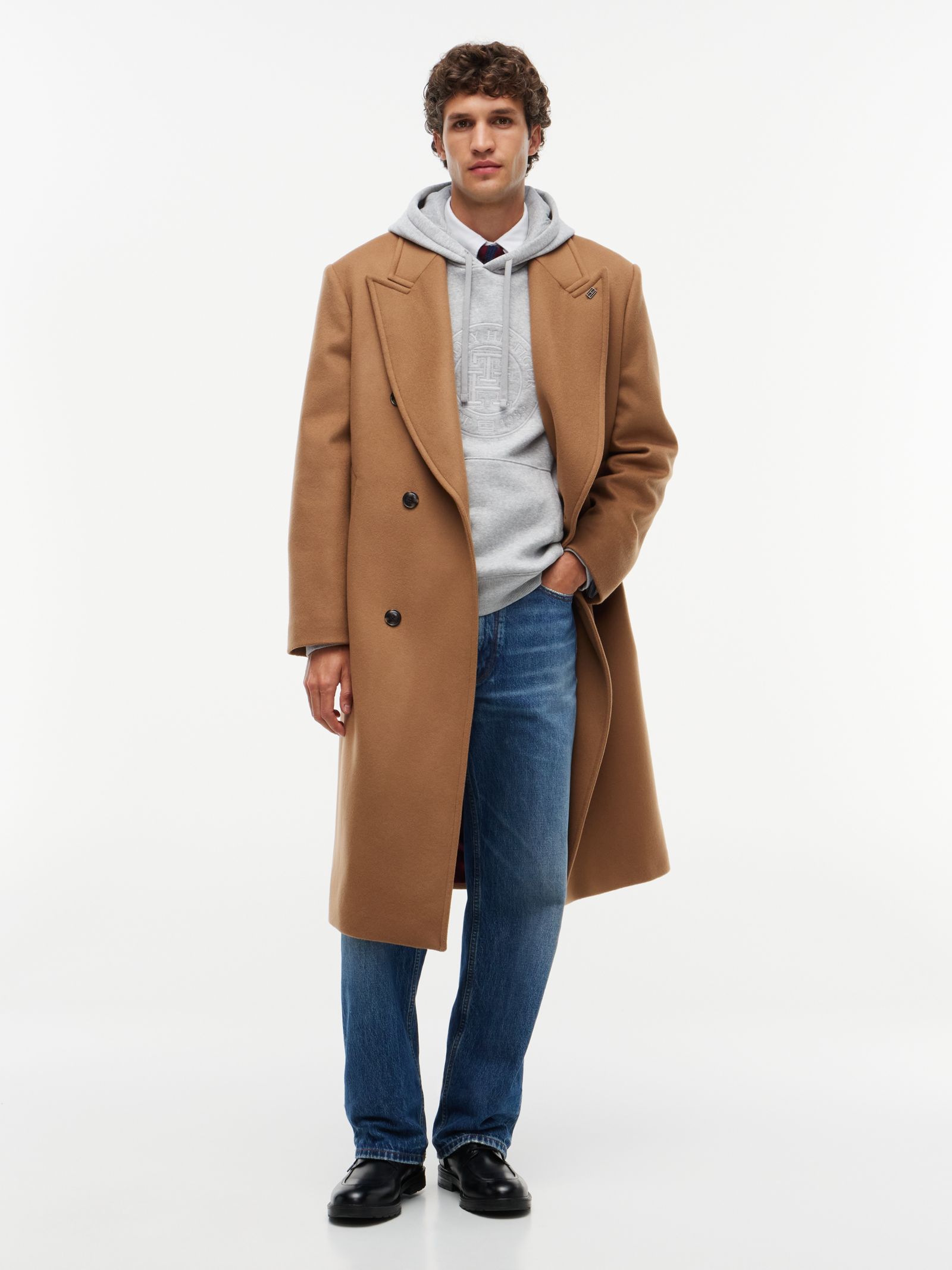 Tommy Hilfiger New York Label wolmix jas in bruin