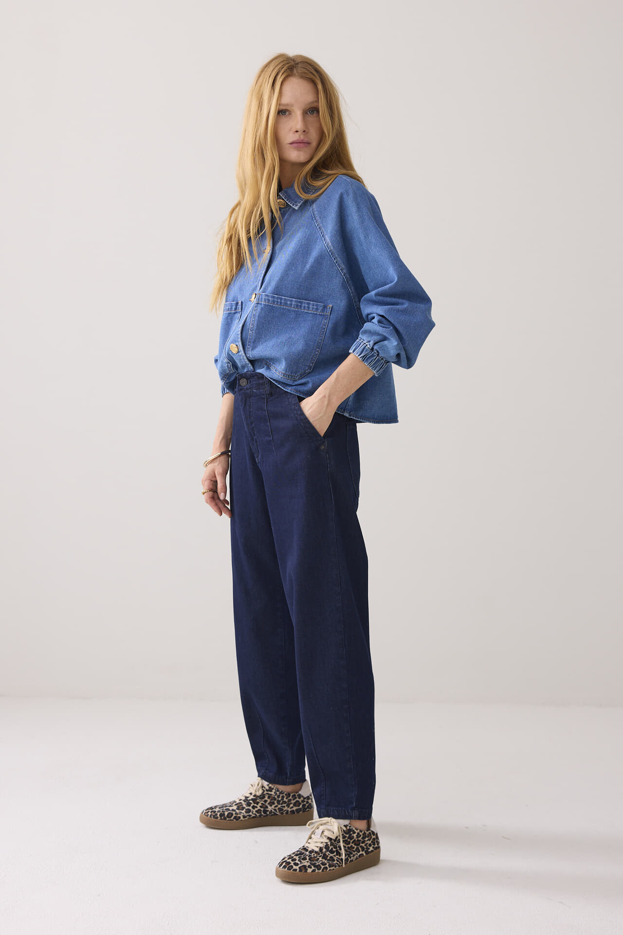 Summum Broek Tapered Soft fine twill Jeans donker dames