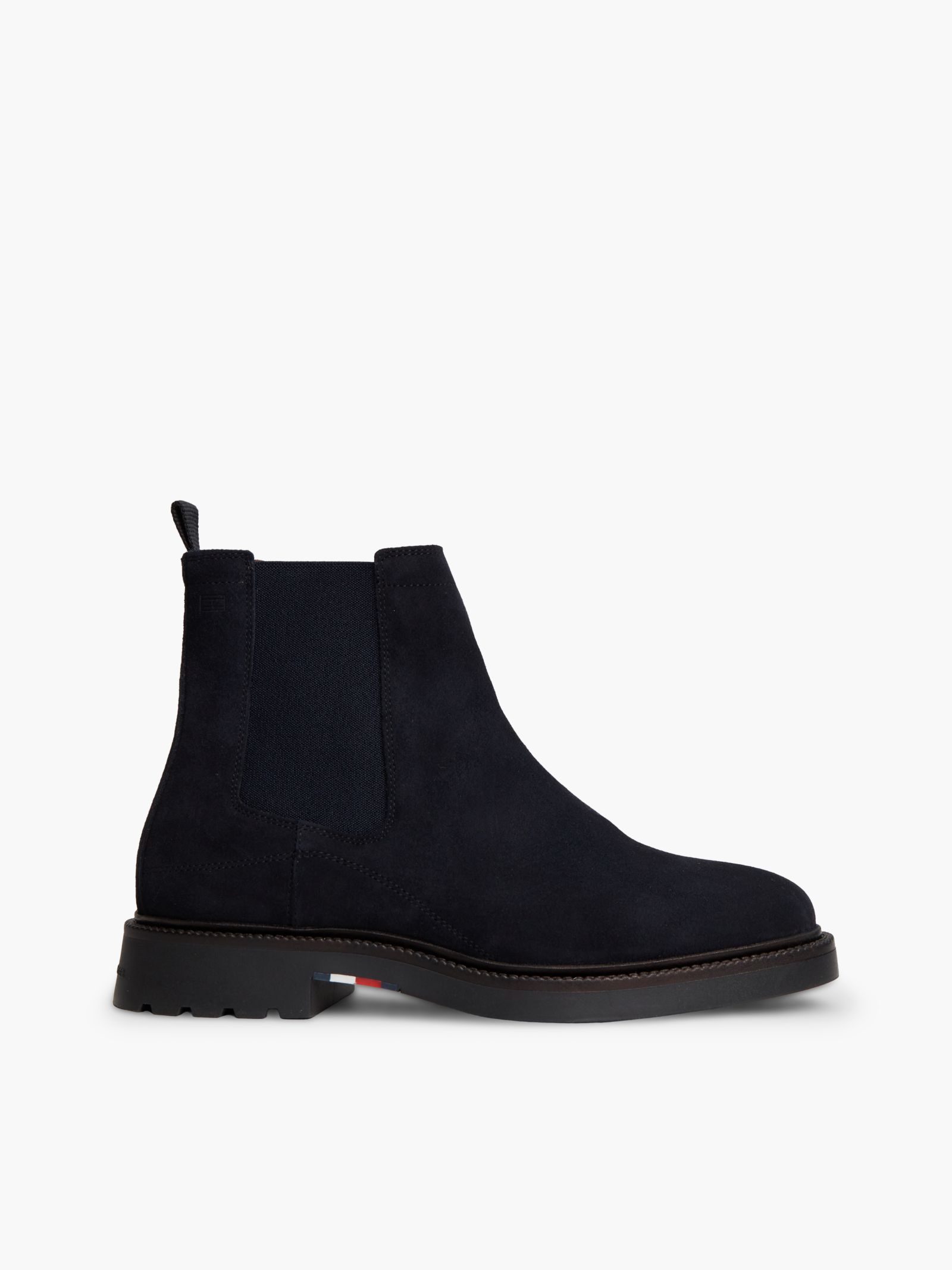 Tommy Hilfiger suède chelsea boot met reliëf en profielzool in marine