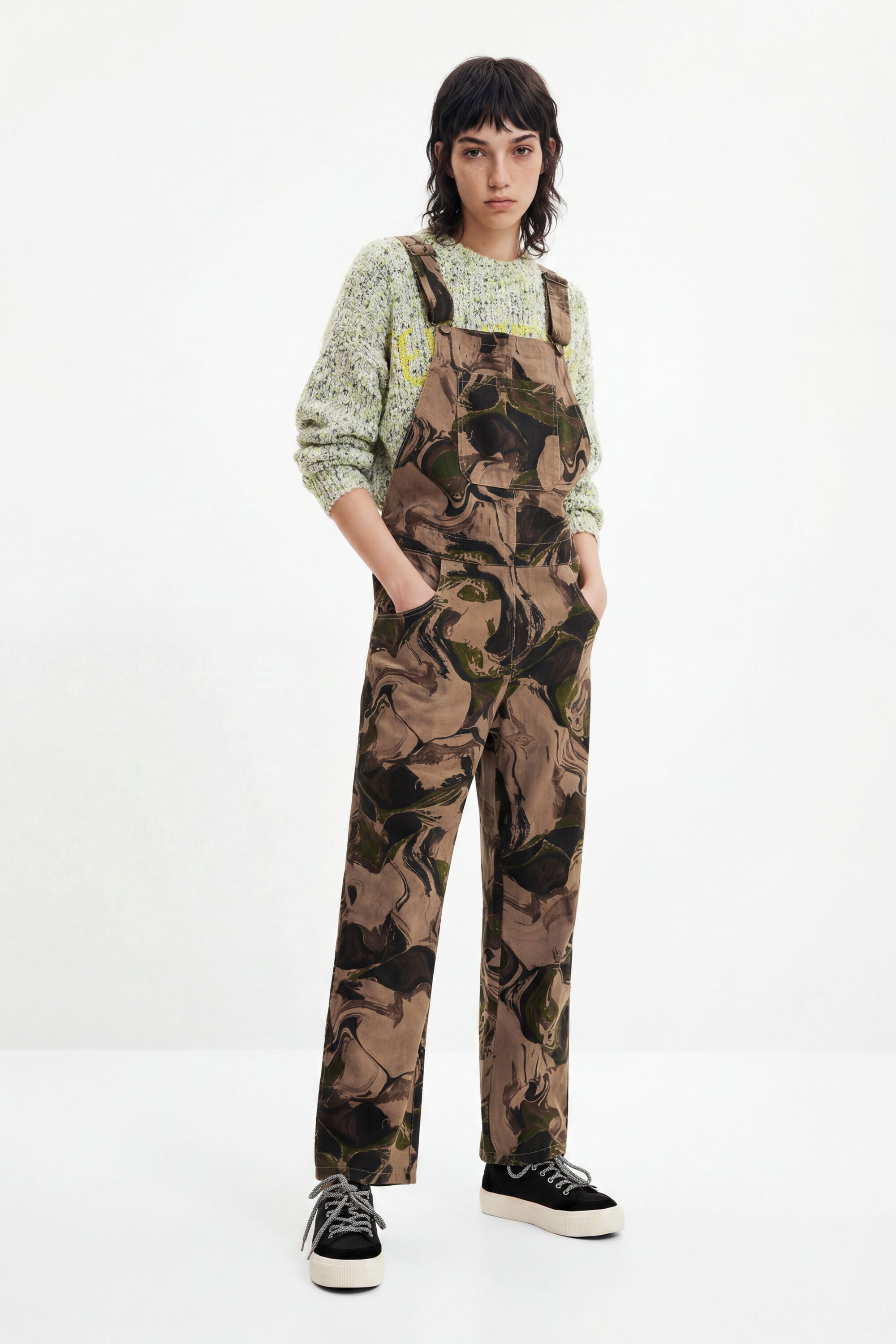 Desigual Tuinbroek met psychedelische camouflage