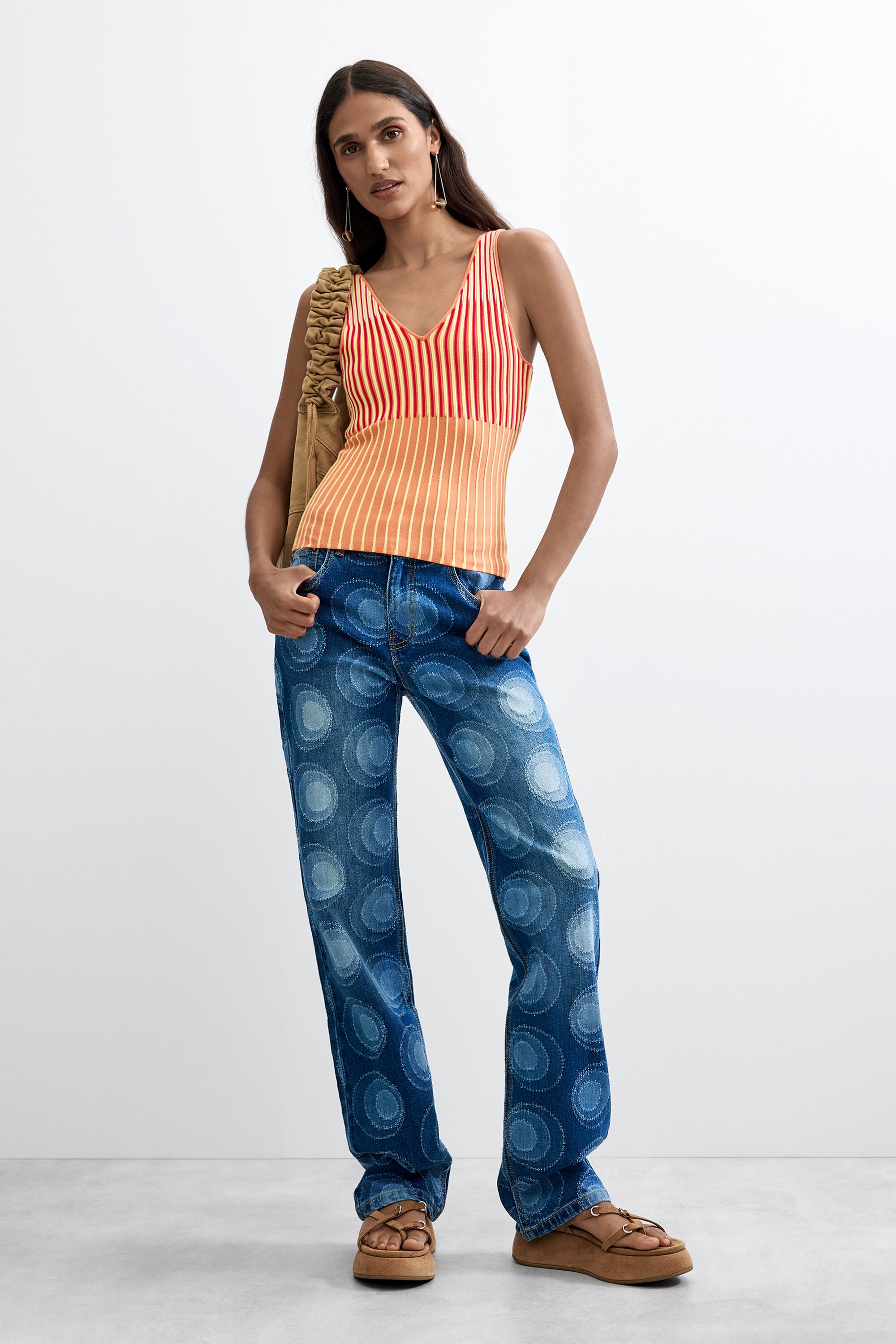 Desigual Slim gedrukte spijkerbroek