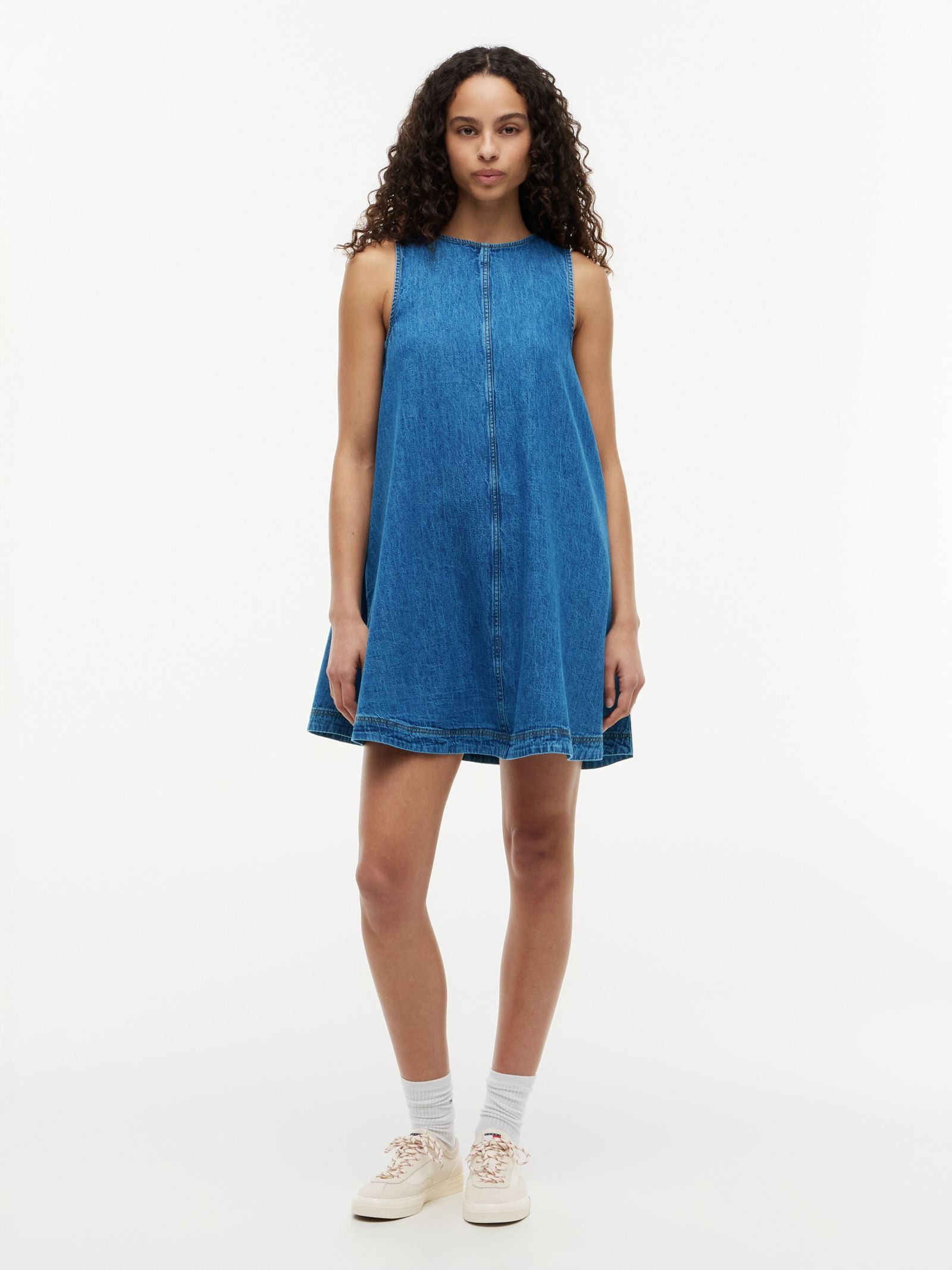 Tommy Jeans Mouwloze chambray A line mini jurk
