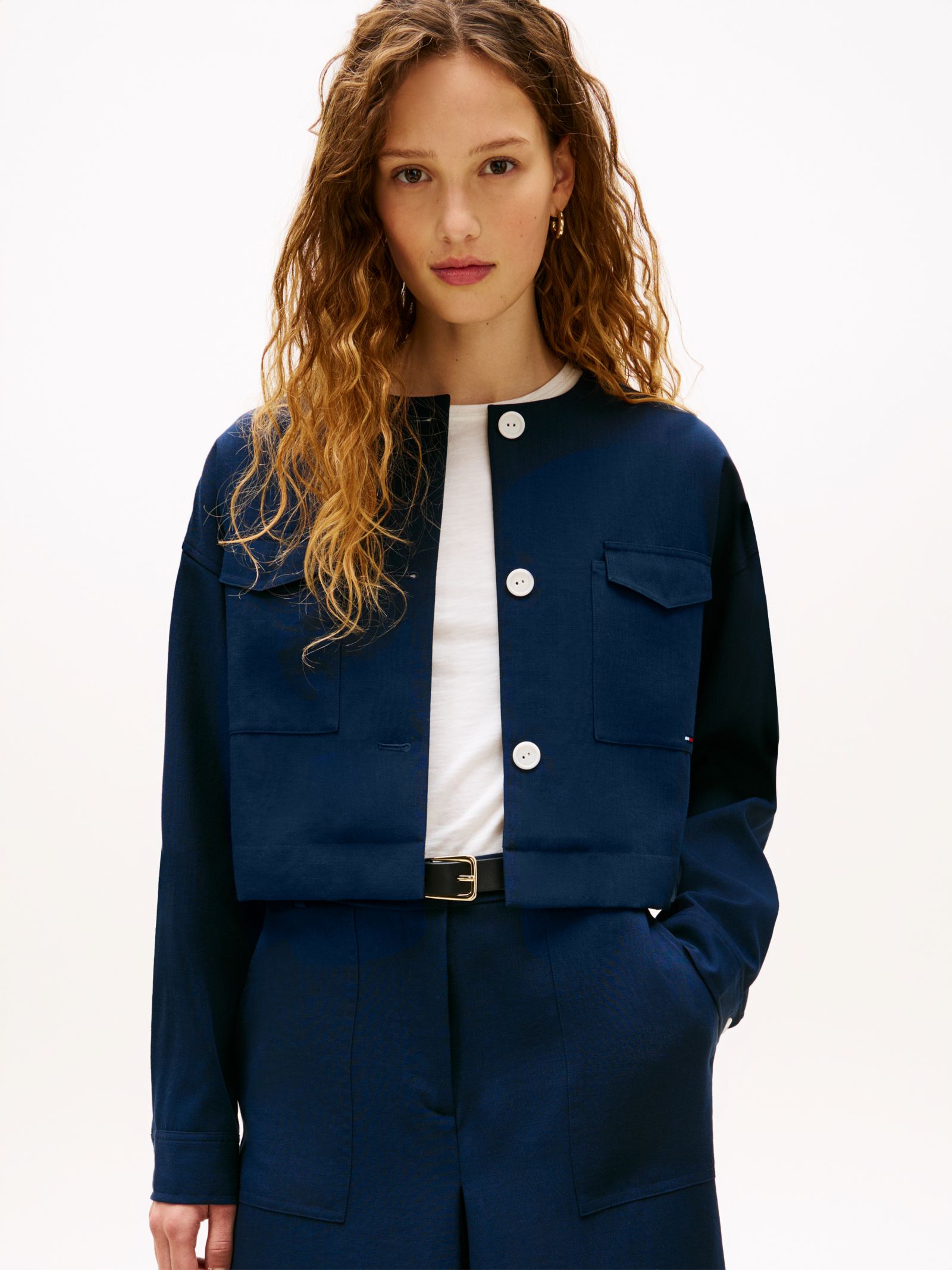 Tommy Hilfiger Kort kraagloos utility jasje met boxy fit