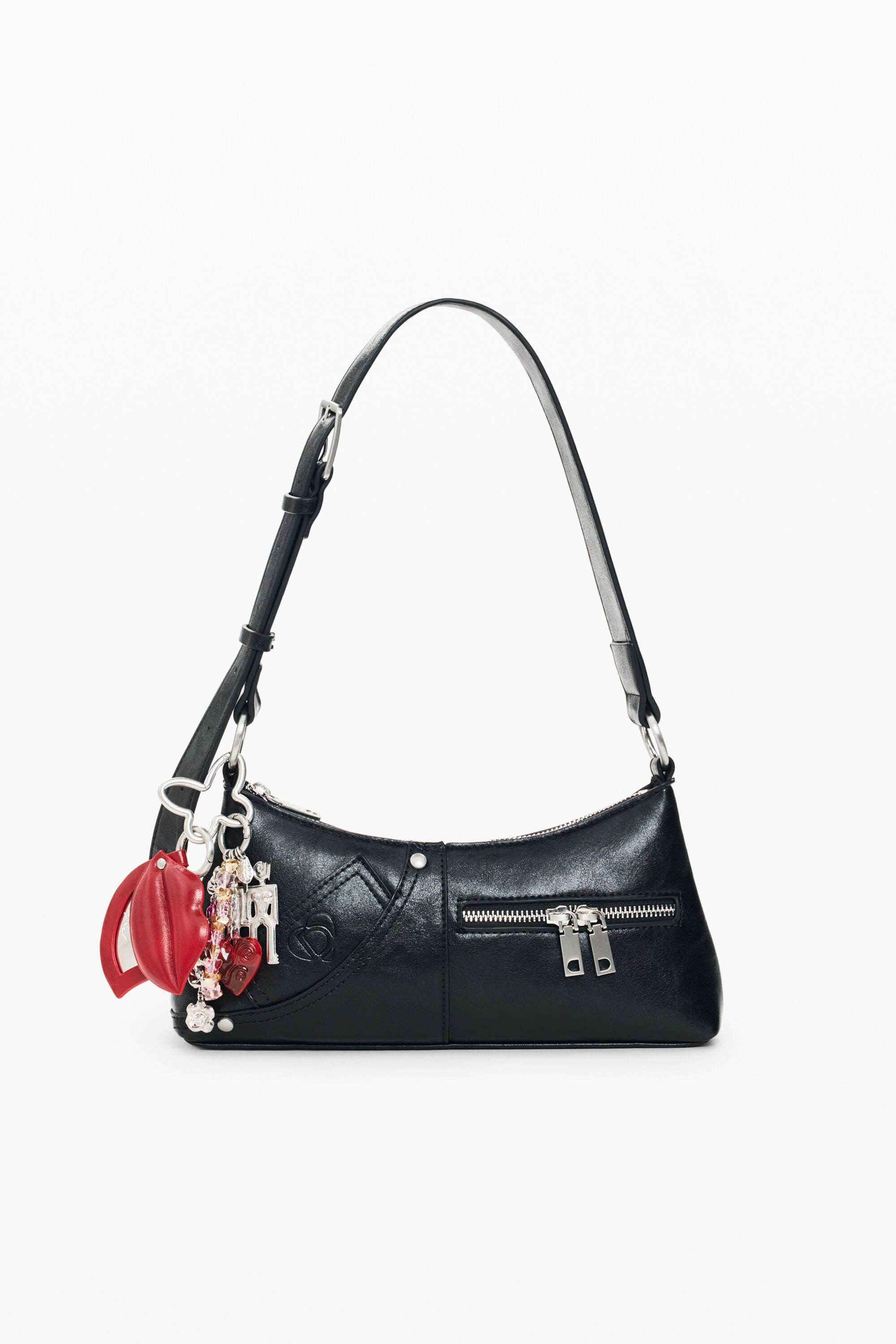 Desigual Kleine tas met lederlook in zwart