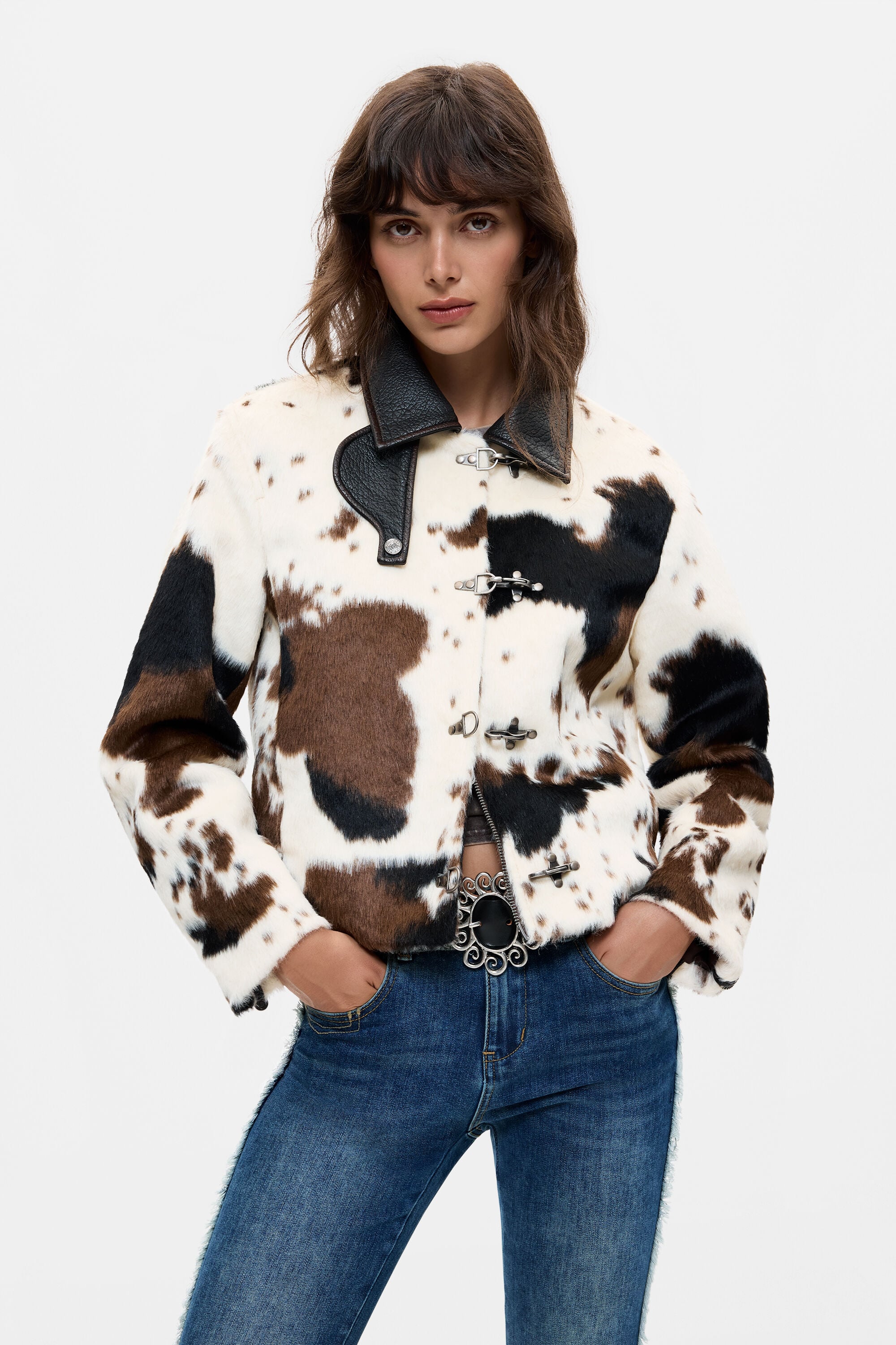 Desigual Dierenprint jas met bont