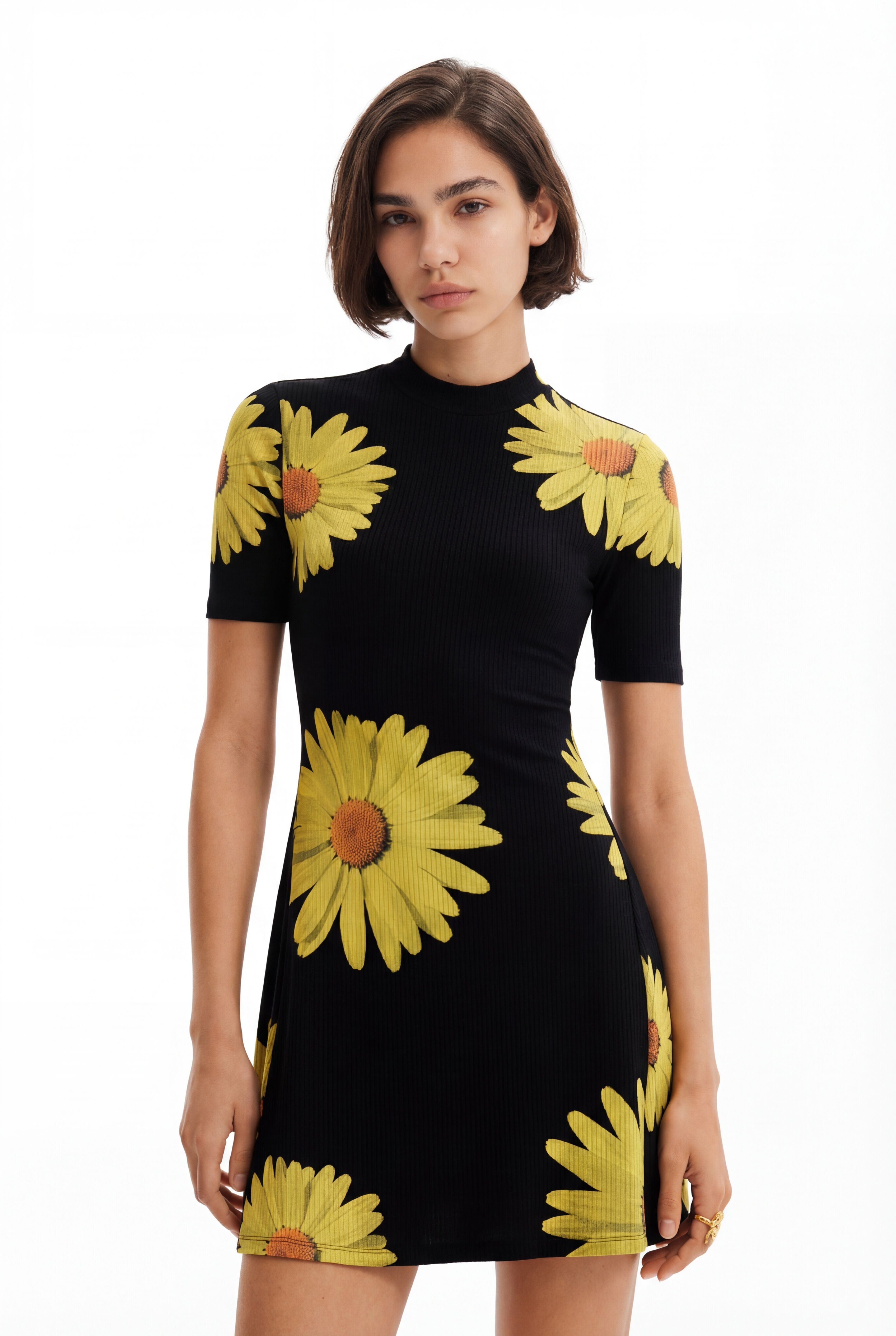 Desigual Korte jurk met madeliefjes M. Christian Lacroix in zwart