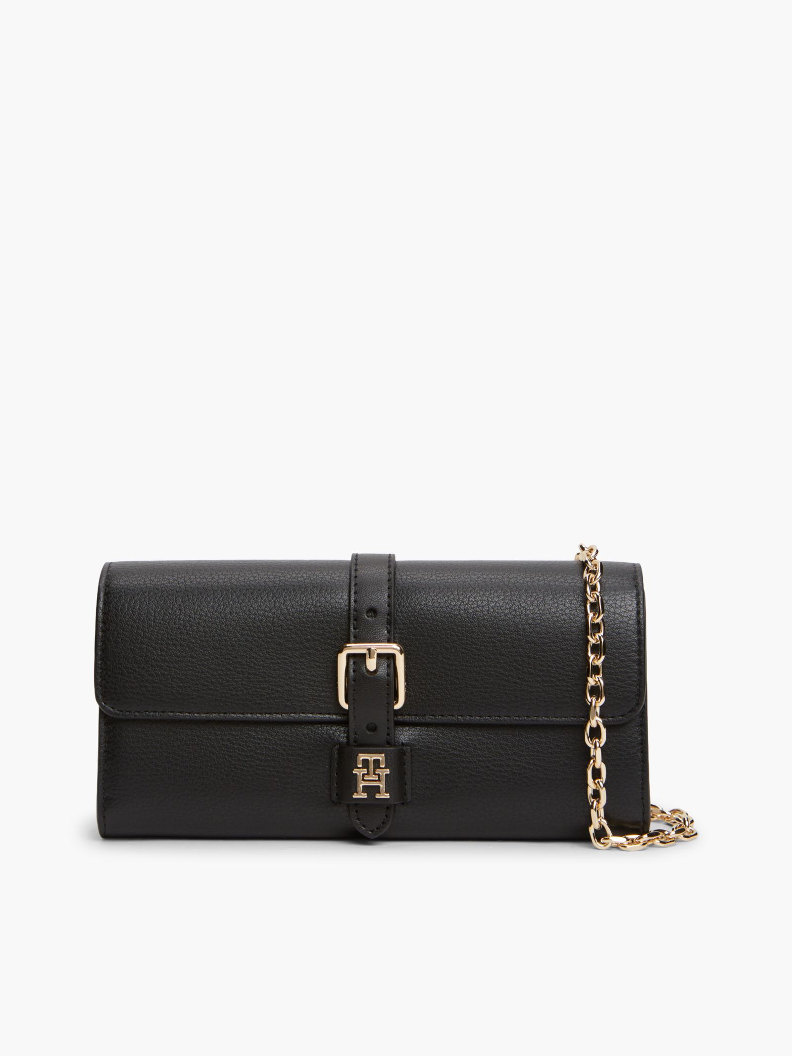 Tommy Hilfiger Portemonnee met gespflap en kettingband in zwart