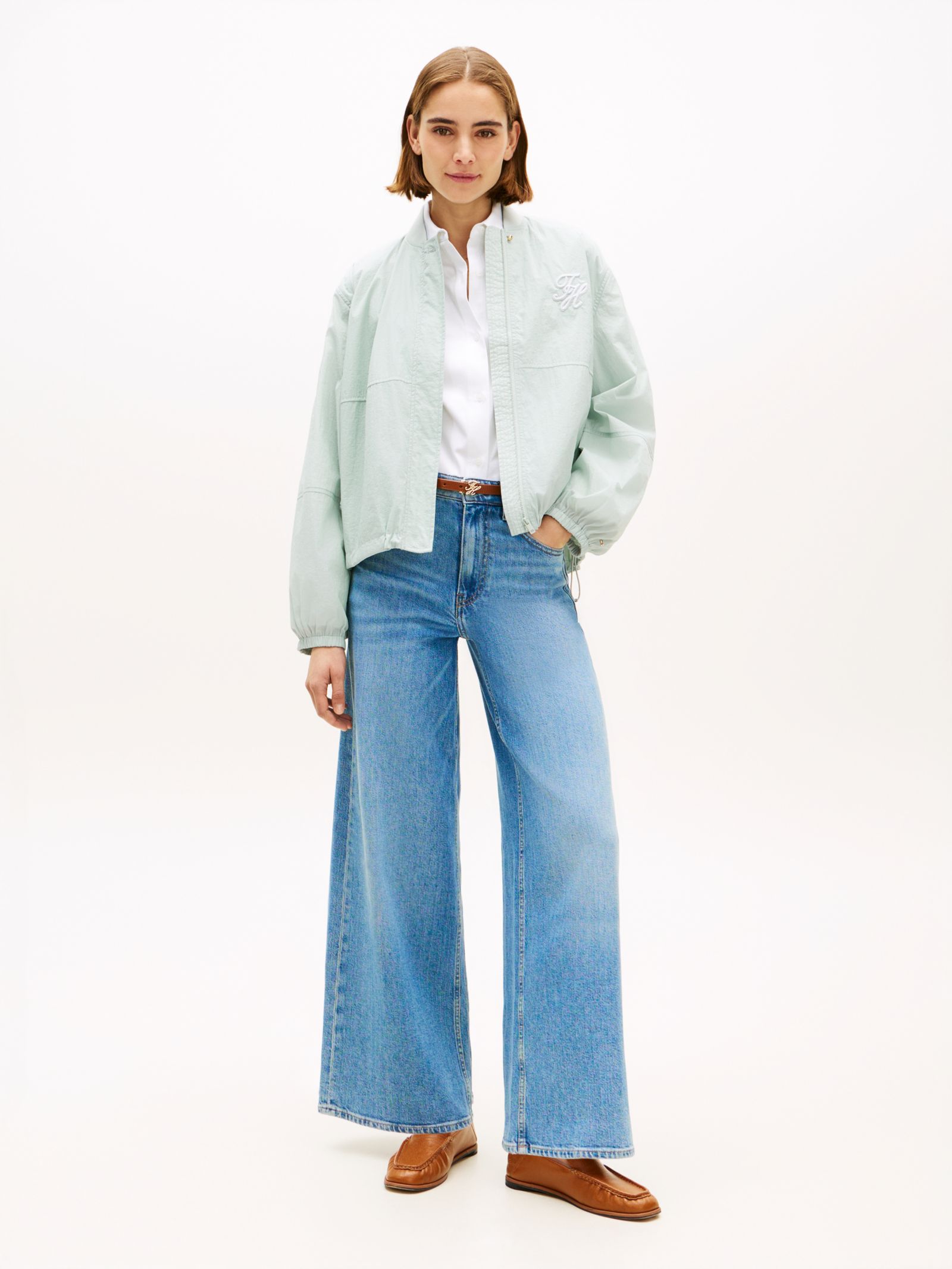 Tommy Hilfiger Bomberjack met pofmouwen en geborduurd logo in groen