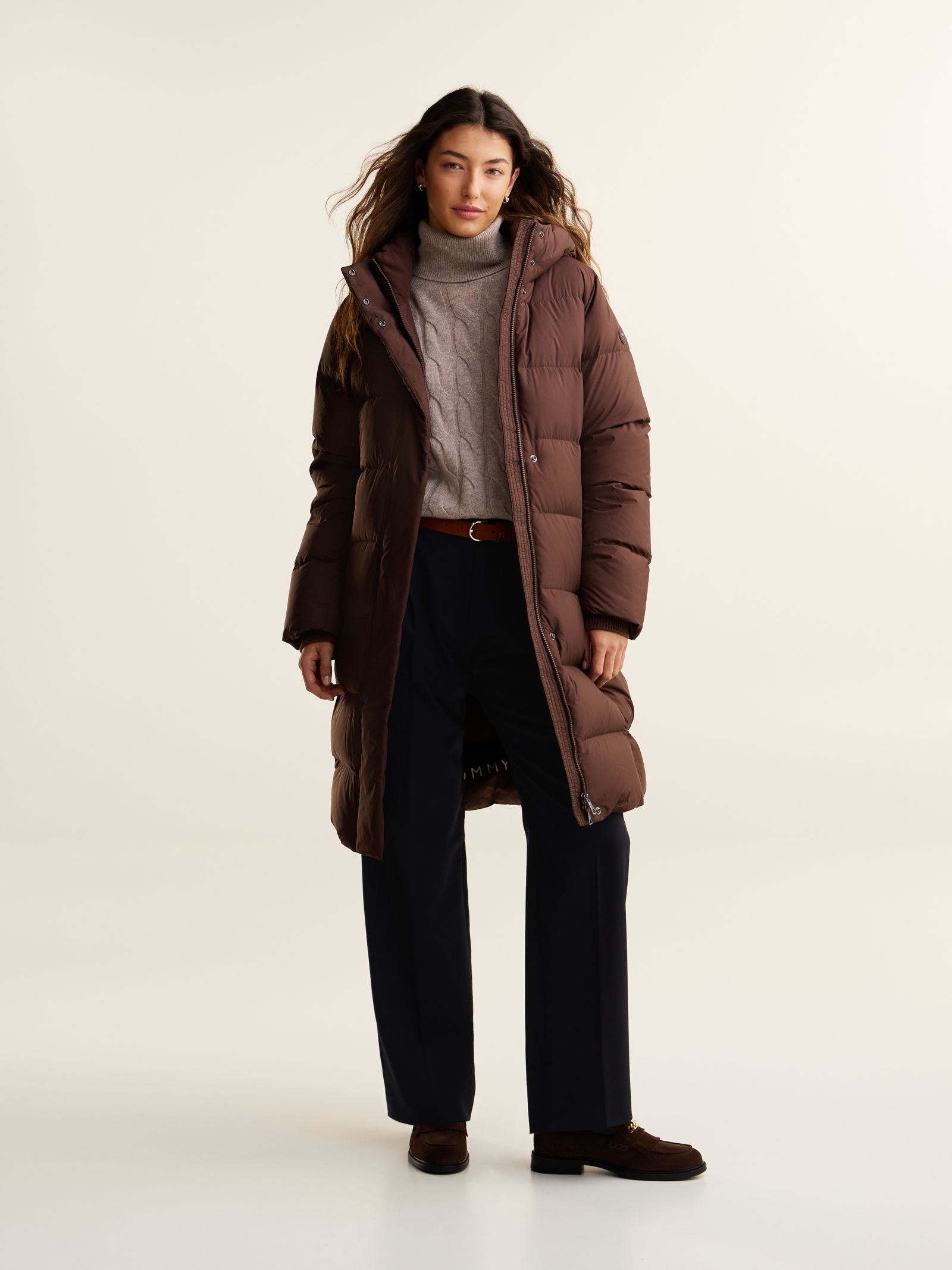 Tommy Hilfiger Waterafstotende donsjas met capuchon in bruin