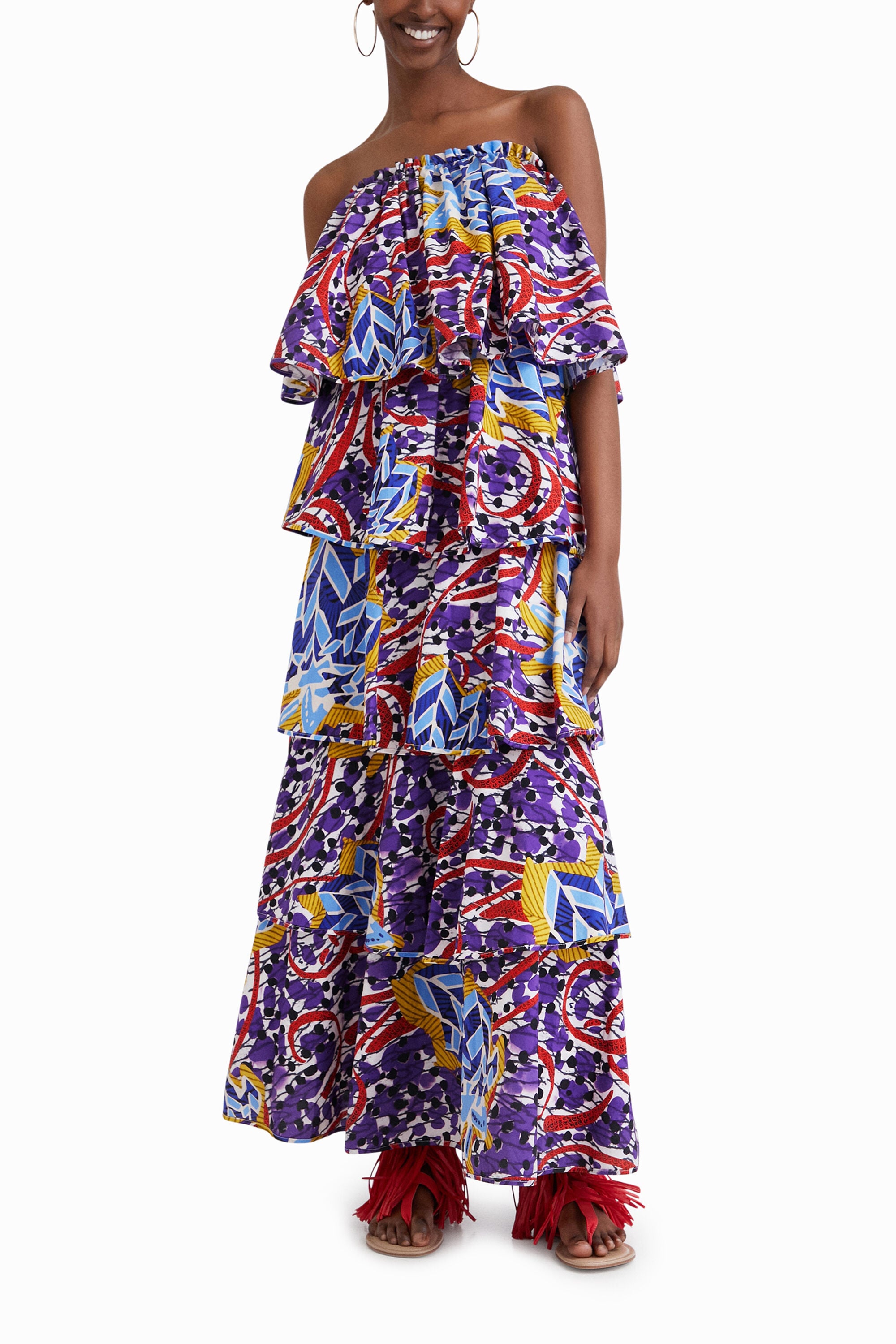 Desigual Lange jurk met ruches Stella Jean