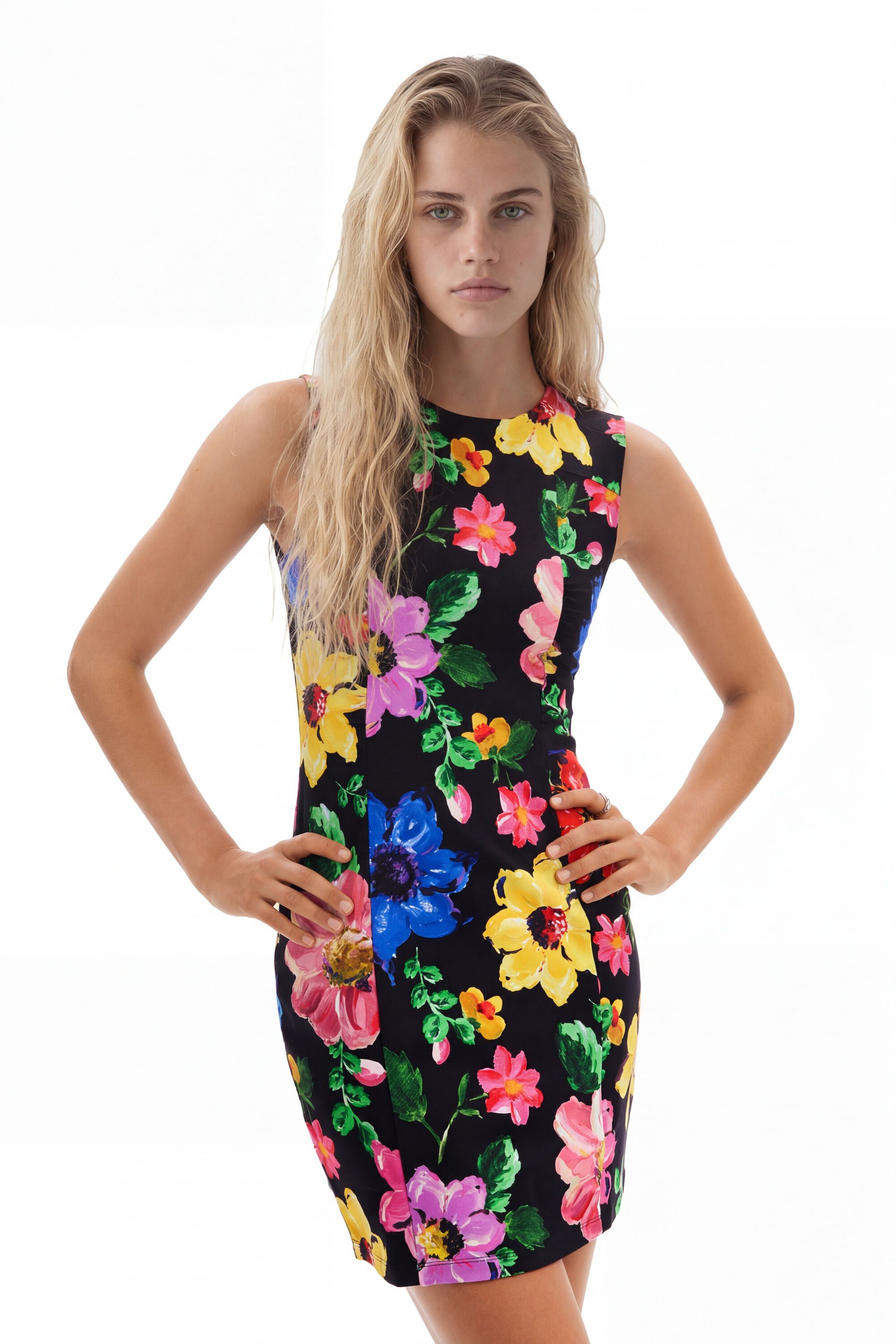 Desigual Mini-jurk met bloemen in zwart