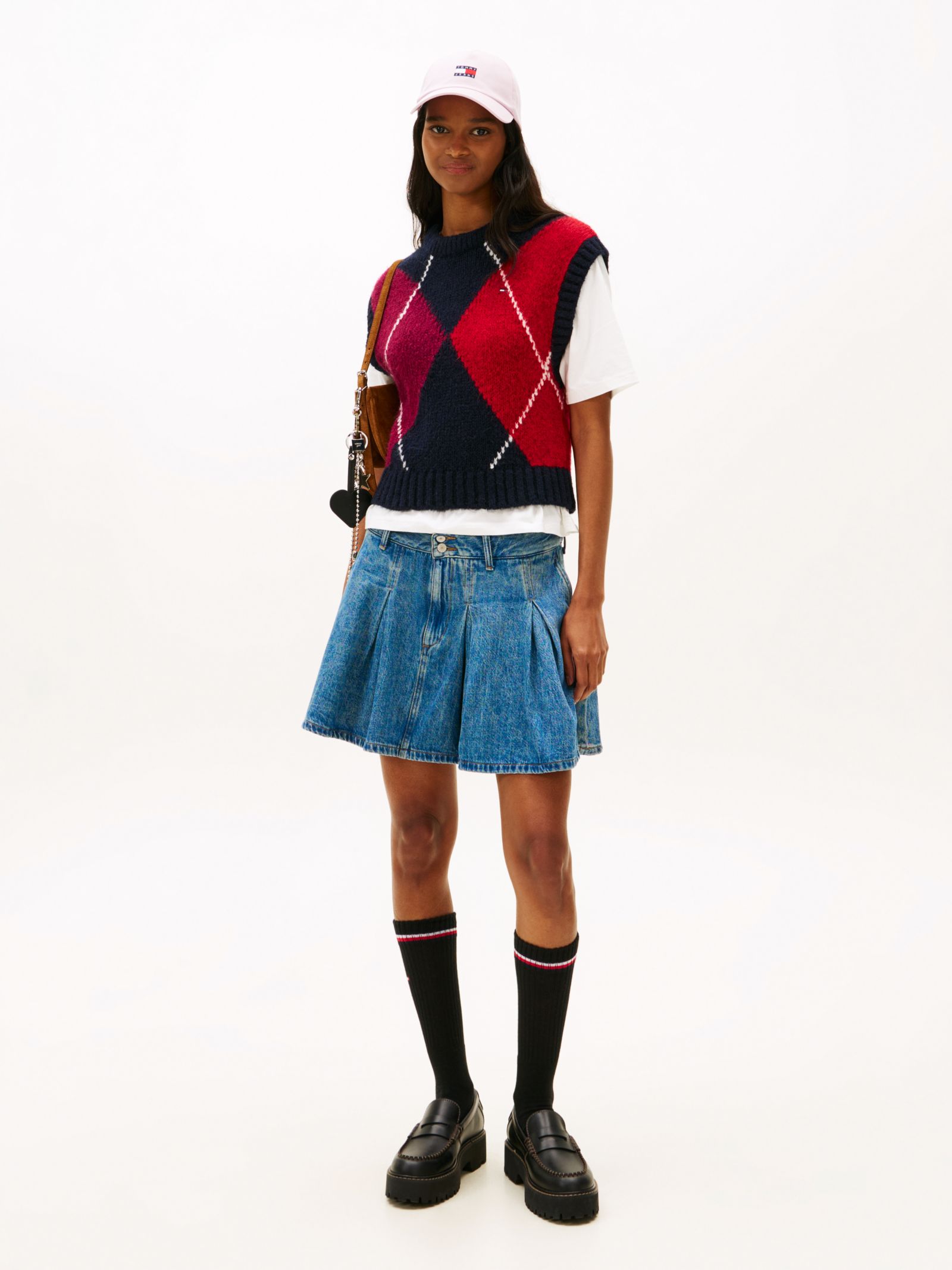 Tommy Jeans geplooide denim minirok