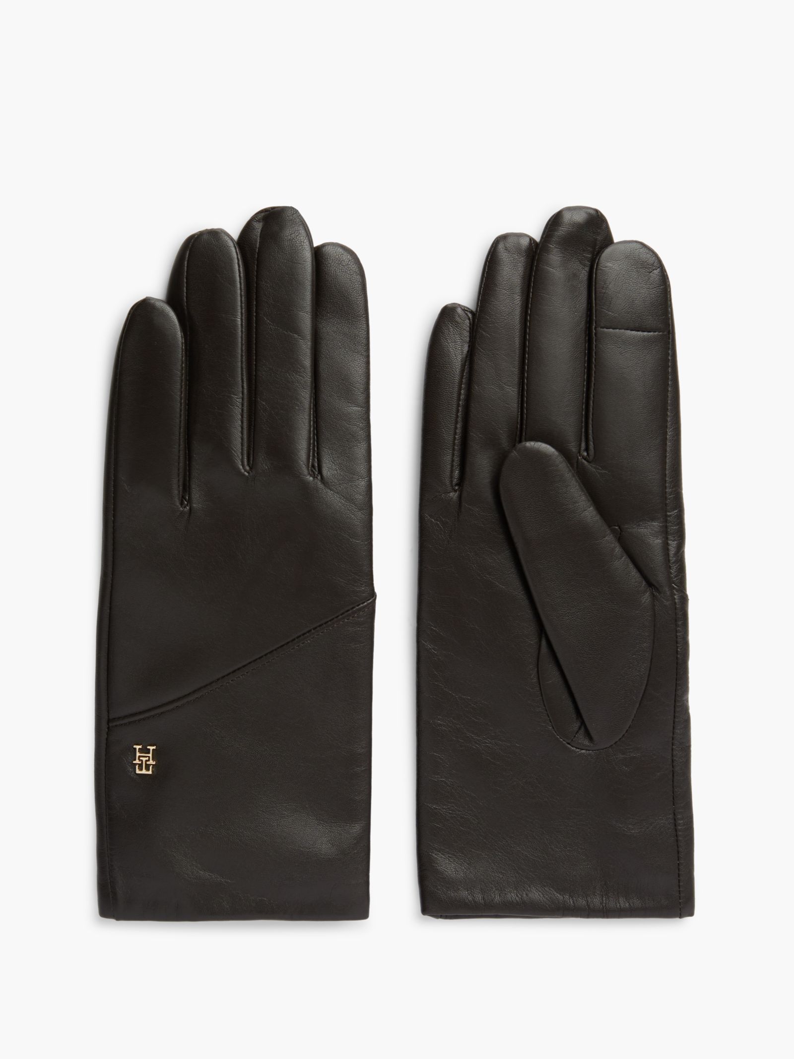 Tommy Hilfiger Chic leren handschoenen met TH monogram in bruin