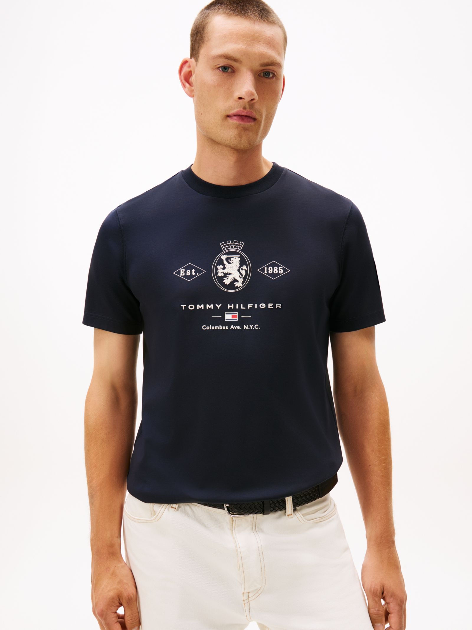 Tommy Hilfiger Varsity T-shirt van interlock met graphic in marine