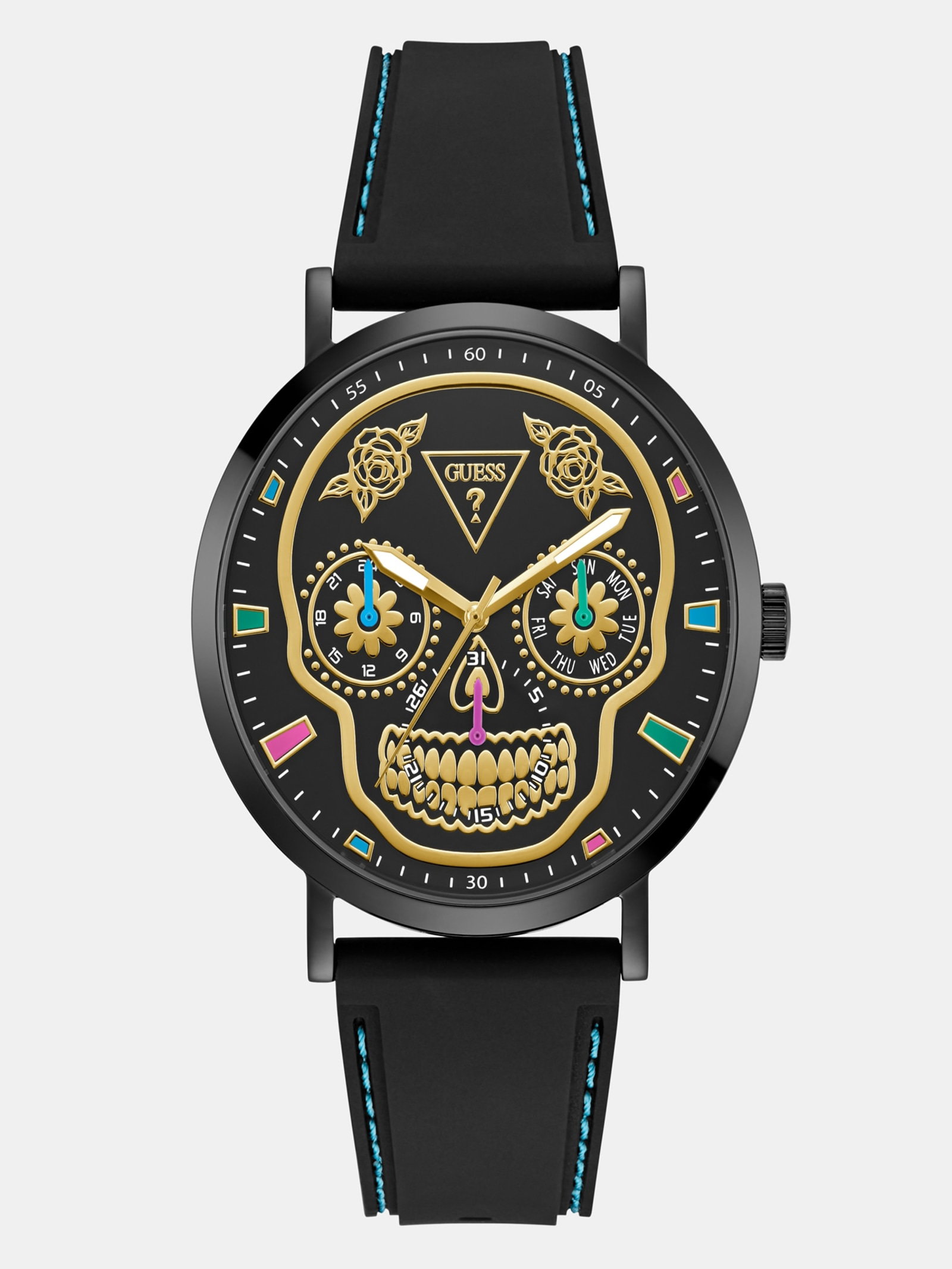 Guess Multifunctioneel Horloge Silicone 44 Mm in zwart