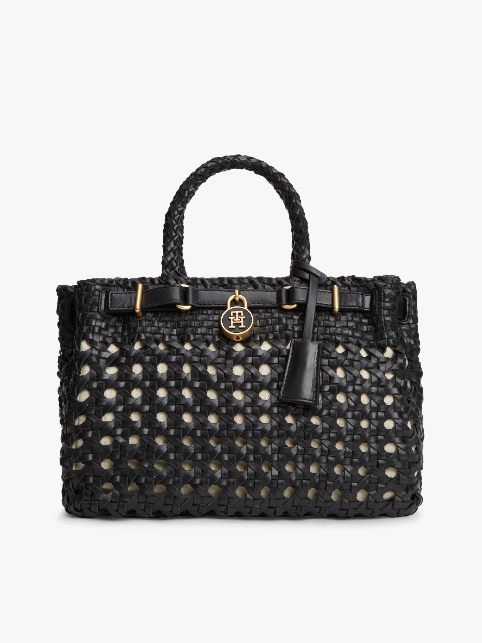 Tommy Hilfiger The American Icon Gevlochten leren shopper in zwart