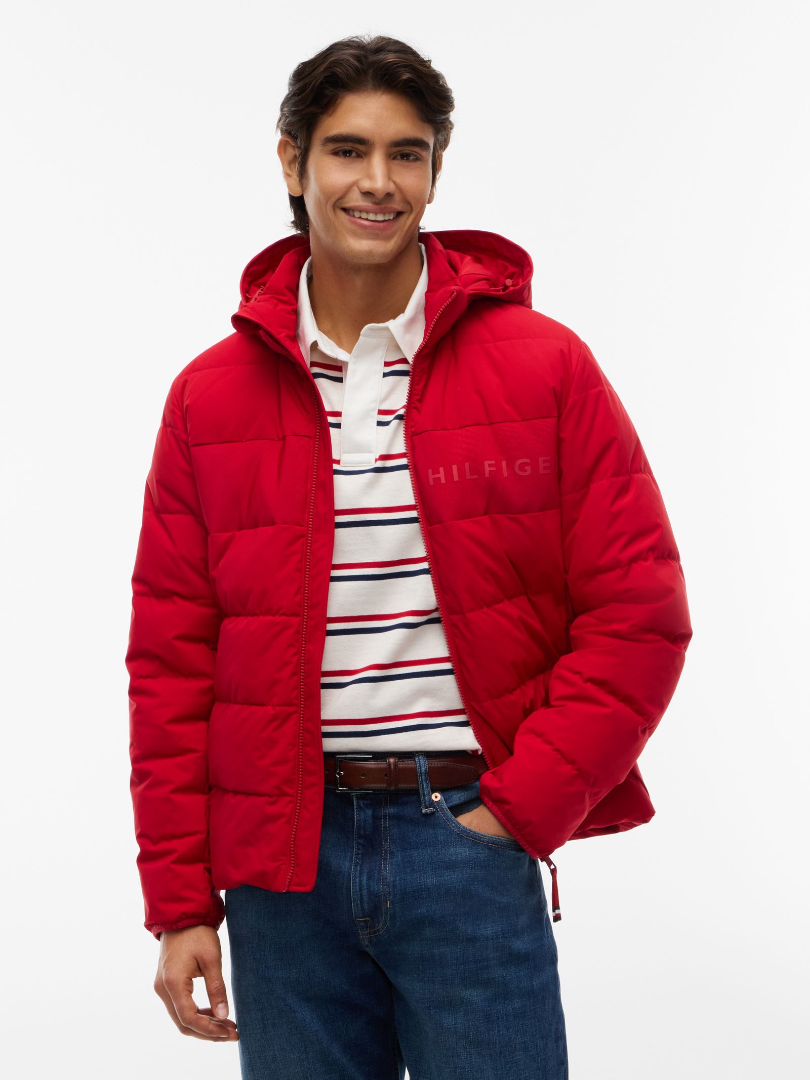Tommy Hilfiger Pufferjack met afneembare capuchon in rood