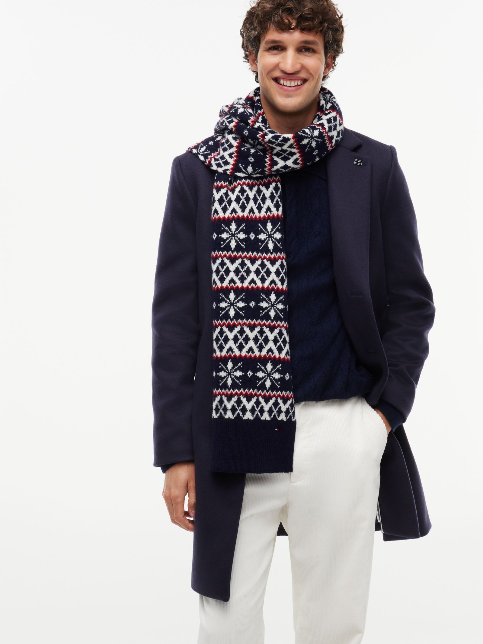 Tommy Hilfiger TH Flag Fair Isle sjaal van lamswolmix
