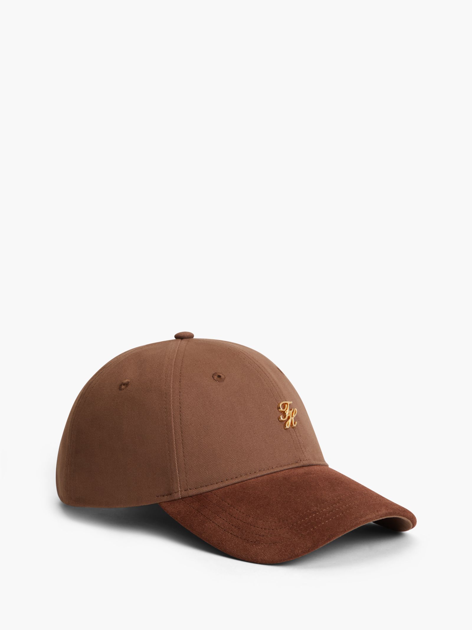 Tommy Hilfiger baseballpet met suède klep en metalen logo
