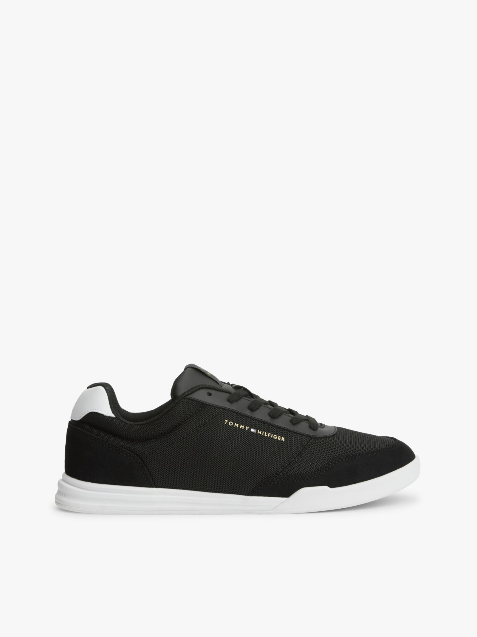 Tommy Hilfiger lage sneaker met cupsole en gemengde texturen in zwart