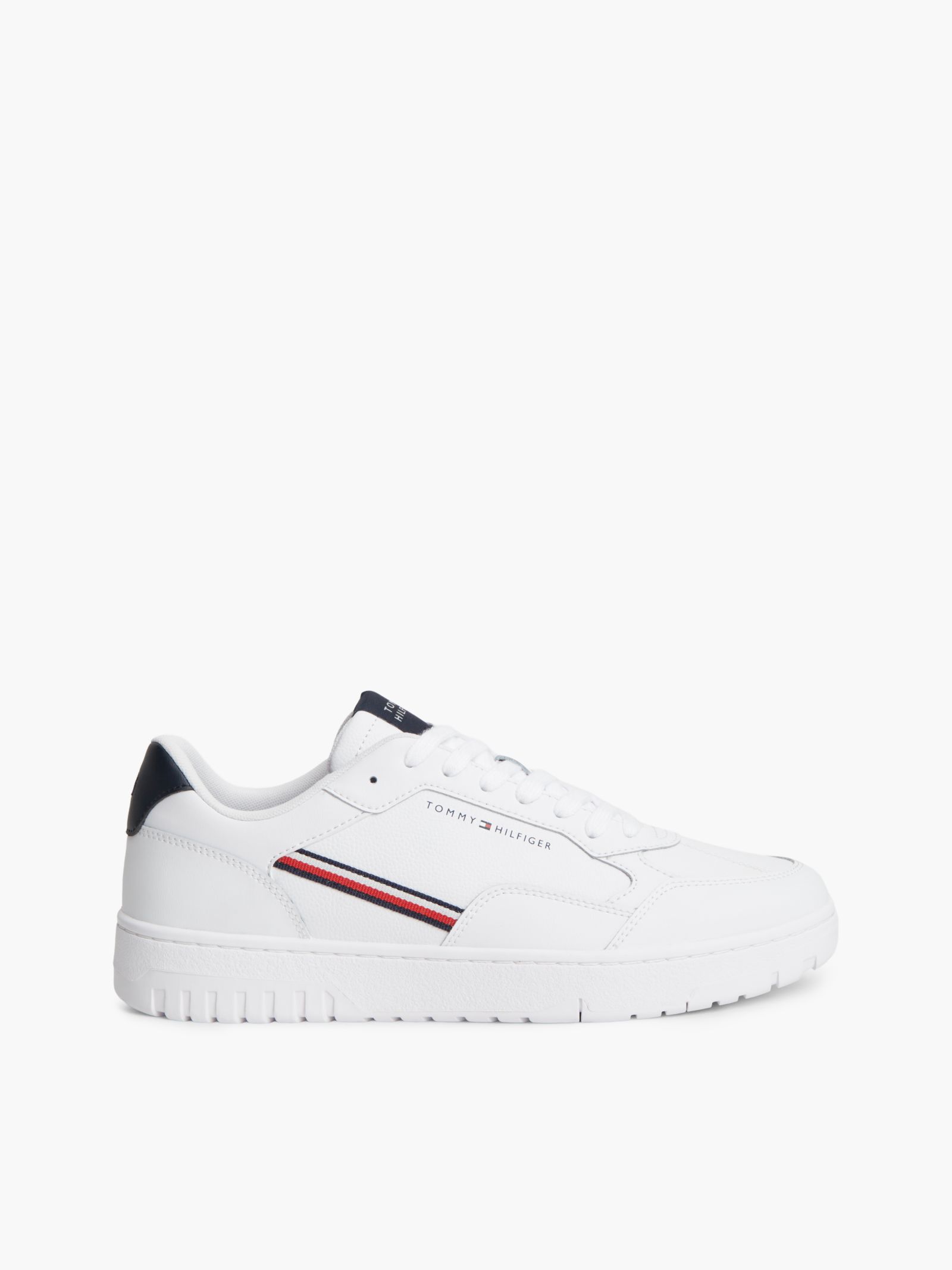Tommy Hilfiger Basketbalsneaker met signature streep en leer in wit