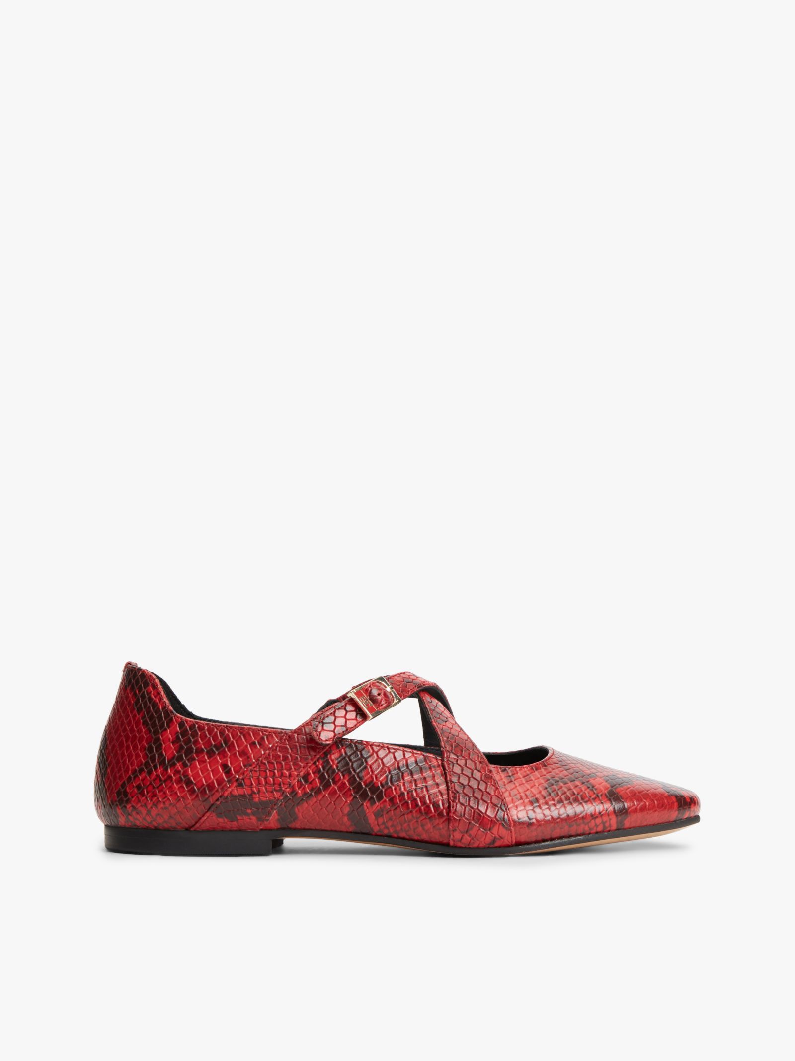 Tommy Hilfiger Leren Mary Jane met gekruiste bandjes en slangenprint