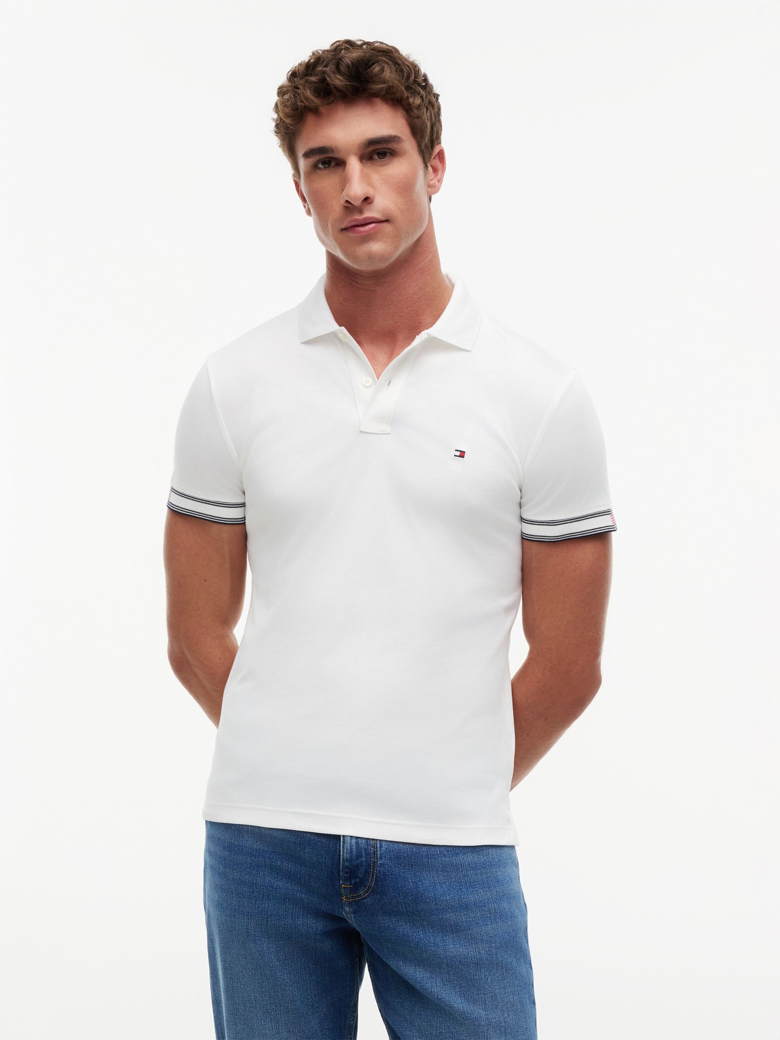 Tommy Hilfiger Slim fit poloshirt van soepel katoen in wit