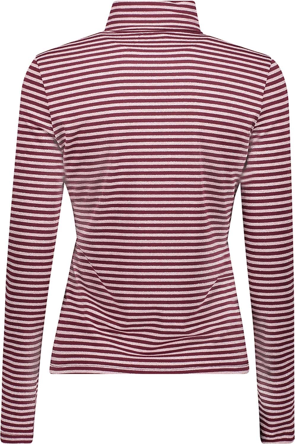 Geisha T-shirt Turtle Stripe Bordeaux Rood dames